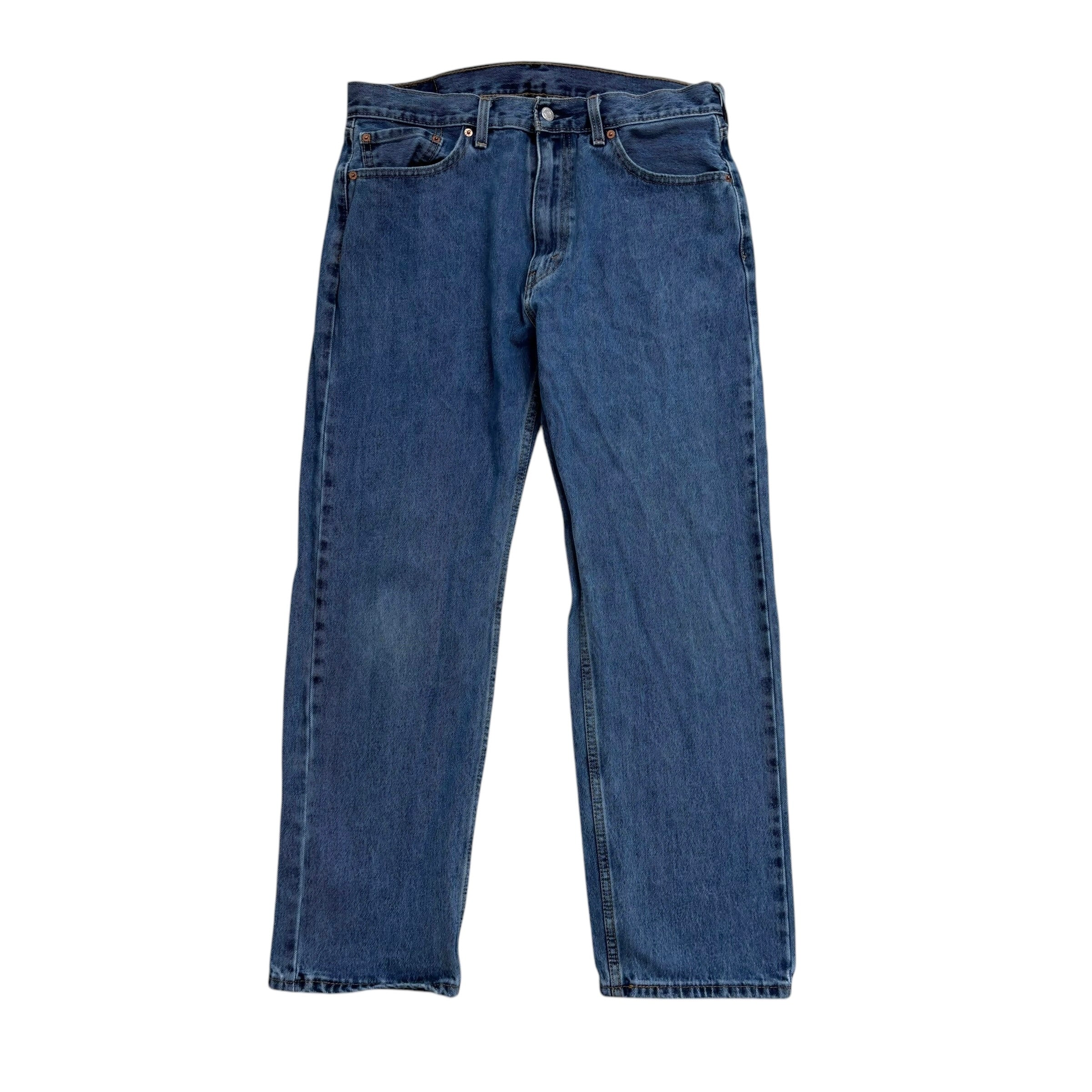Levis 505 Jeans W36 L30 Mens Mid Blue Regular Straight Fit Denim
