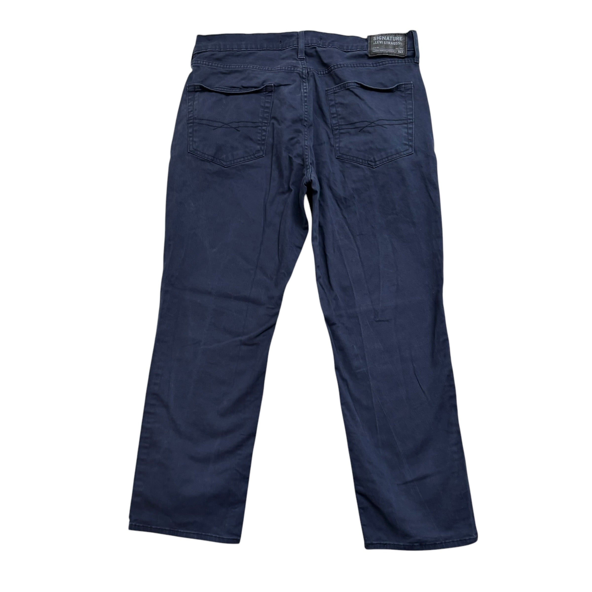 Levis Signature Trousers W36 L29 Mens Navy Blue Athletic Fit Pants (E)