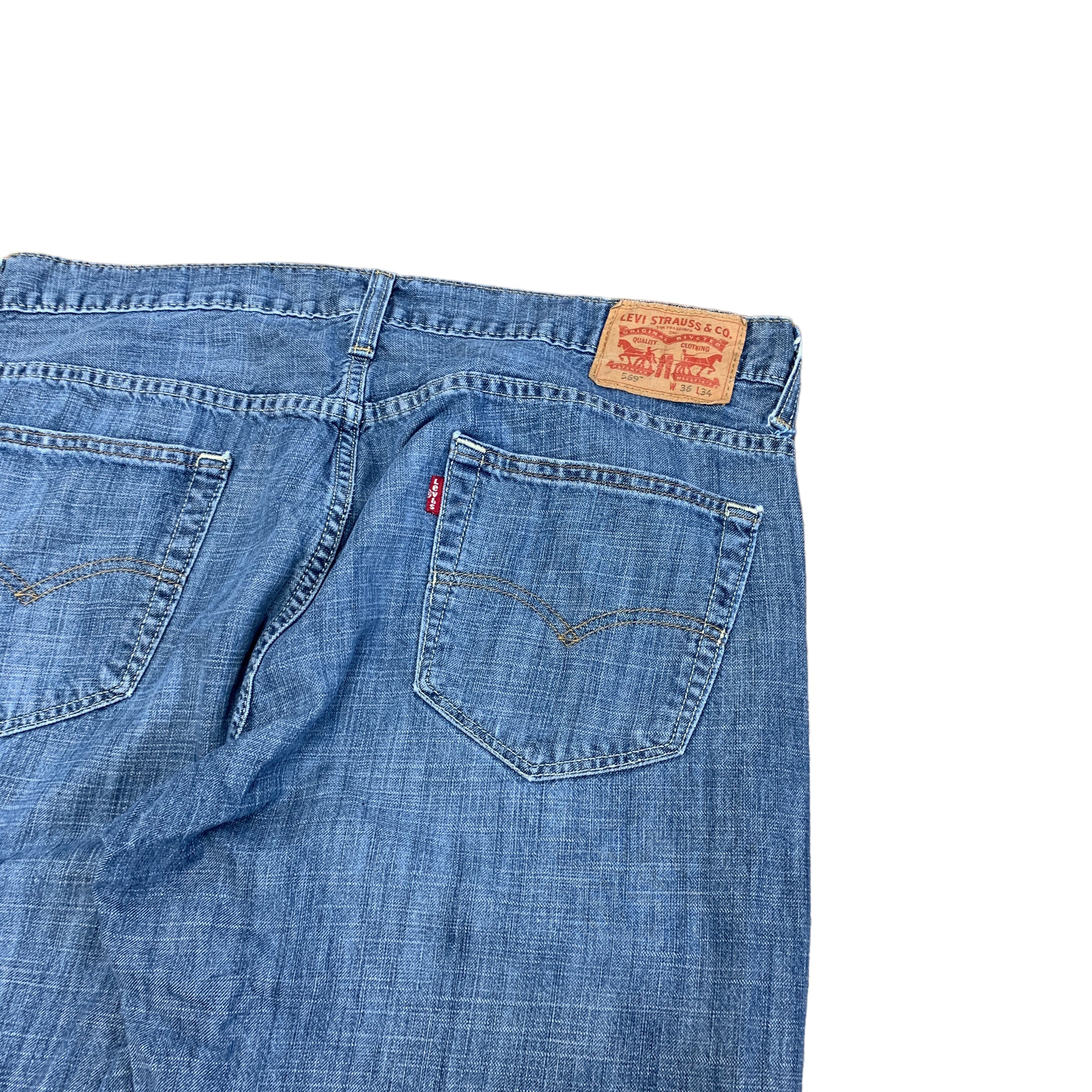 Levis 569 Jeans W38 L34 Mens Vintage Blue Baggy Loose Straight Fit