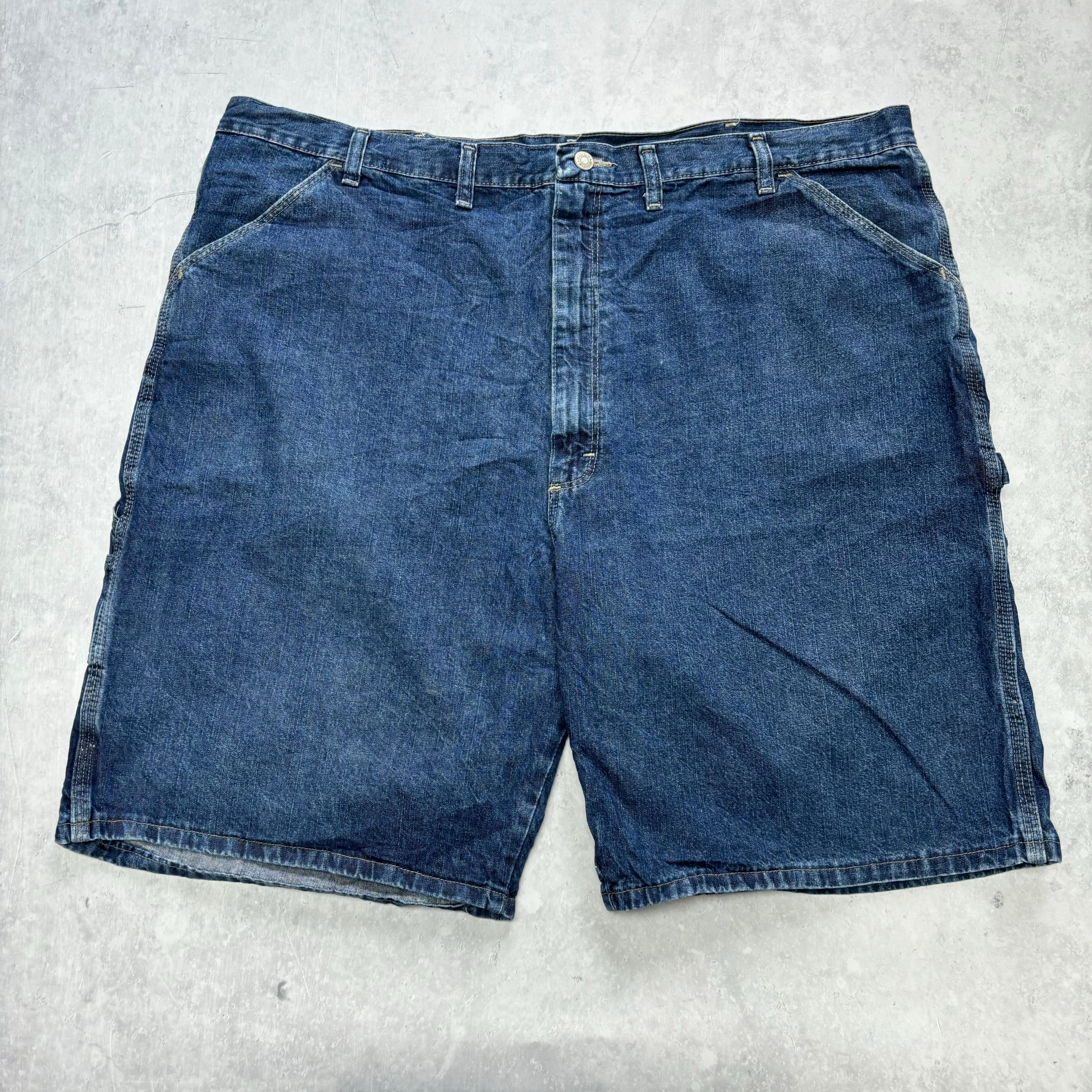 Vintage Wrangler Jorts W44 Mens Denim Shorts Dark Blue Baggy Relaxed Carpenter