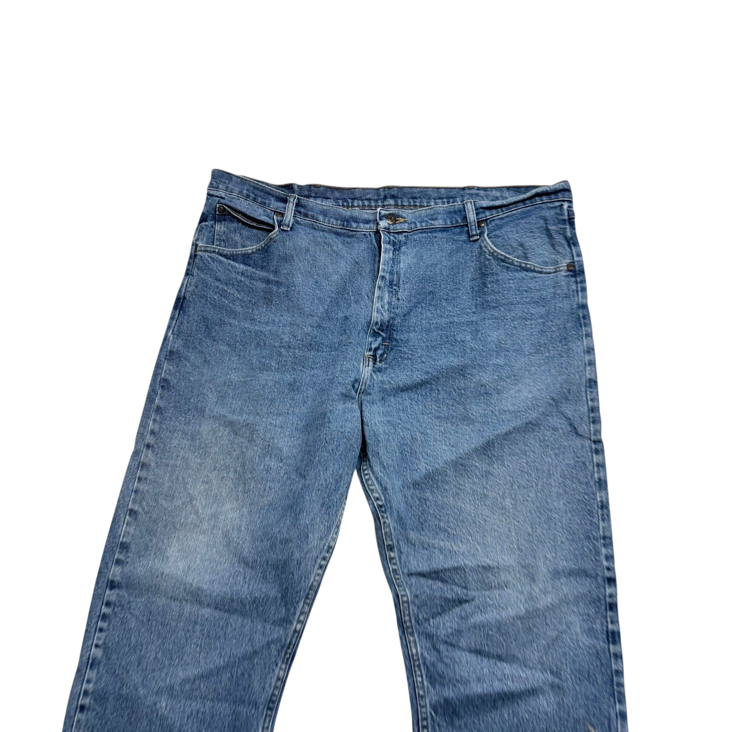 Wrangler Jeans W42 L32 Mens Mid Blue Relaxed Straight Fit Stretch Denim