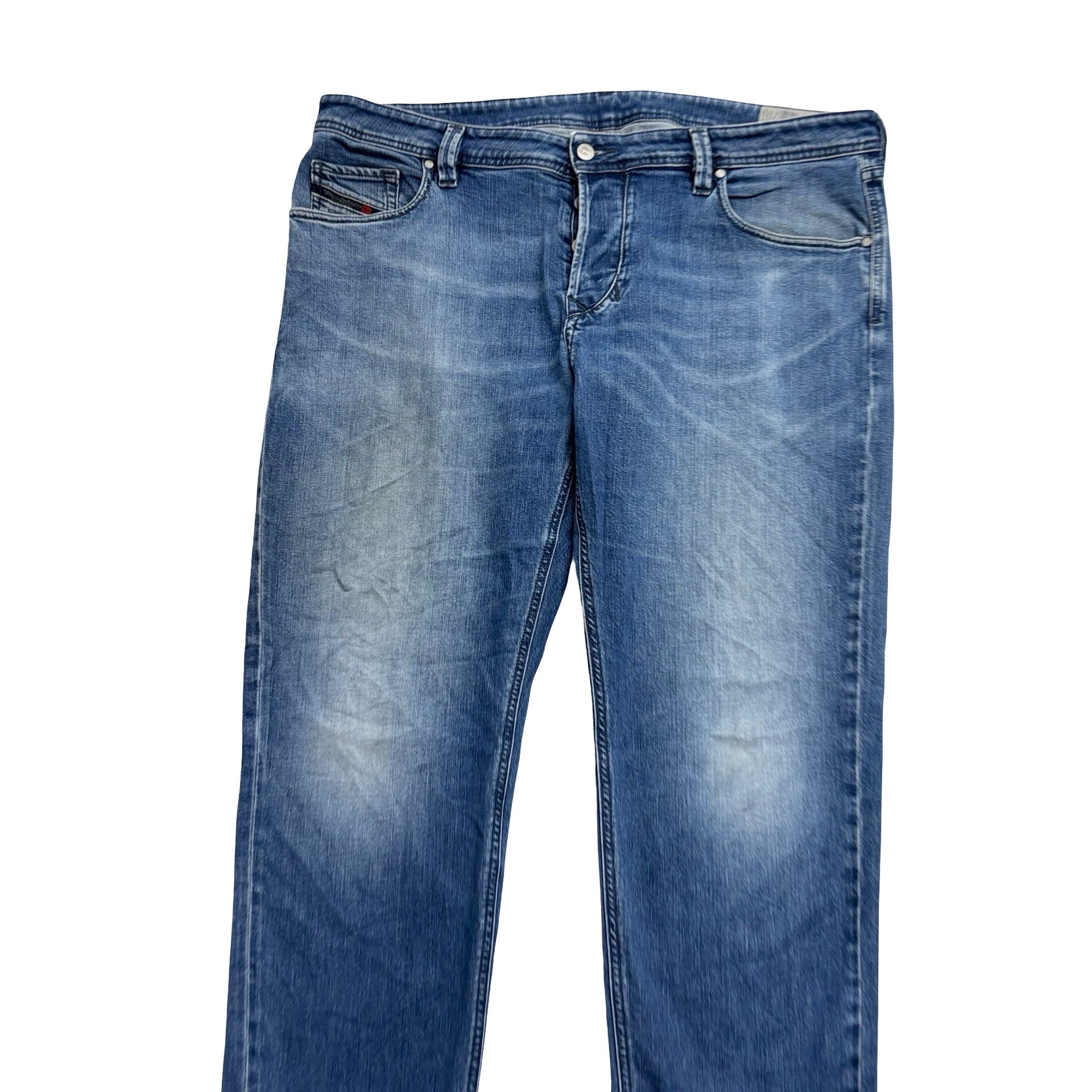 Diesel Larkee Beex Jeans W40 L32 Mens Navy Blue Regular Tapered Fit Stretch (E)