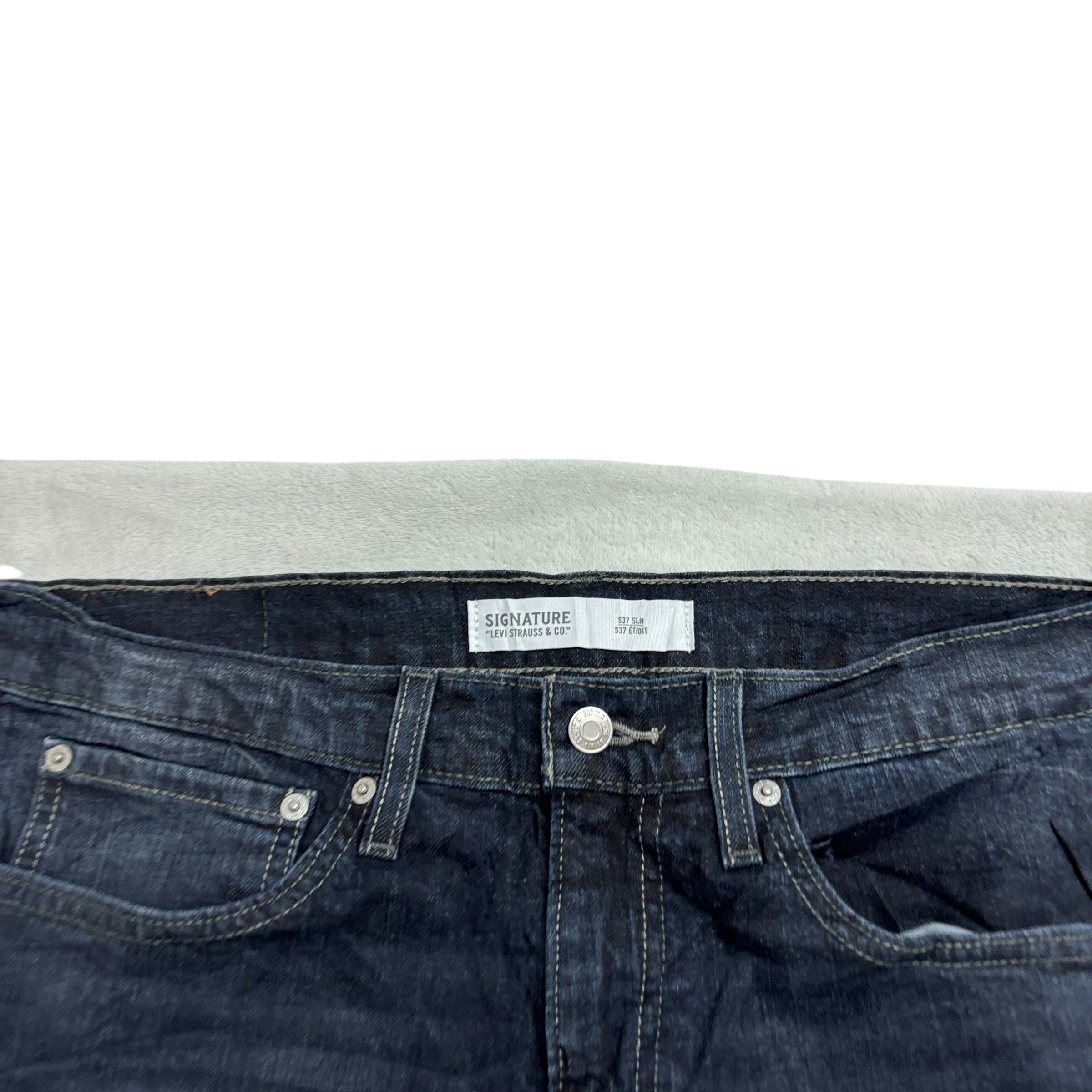 Levis Signature Jeans W34 L32 Mens Dark Blue Slim Fit Stretch Denim (E)