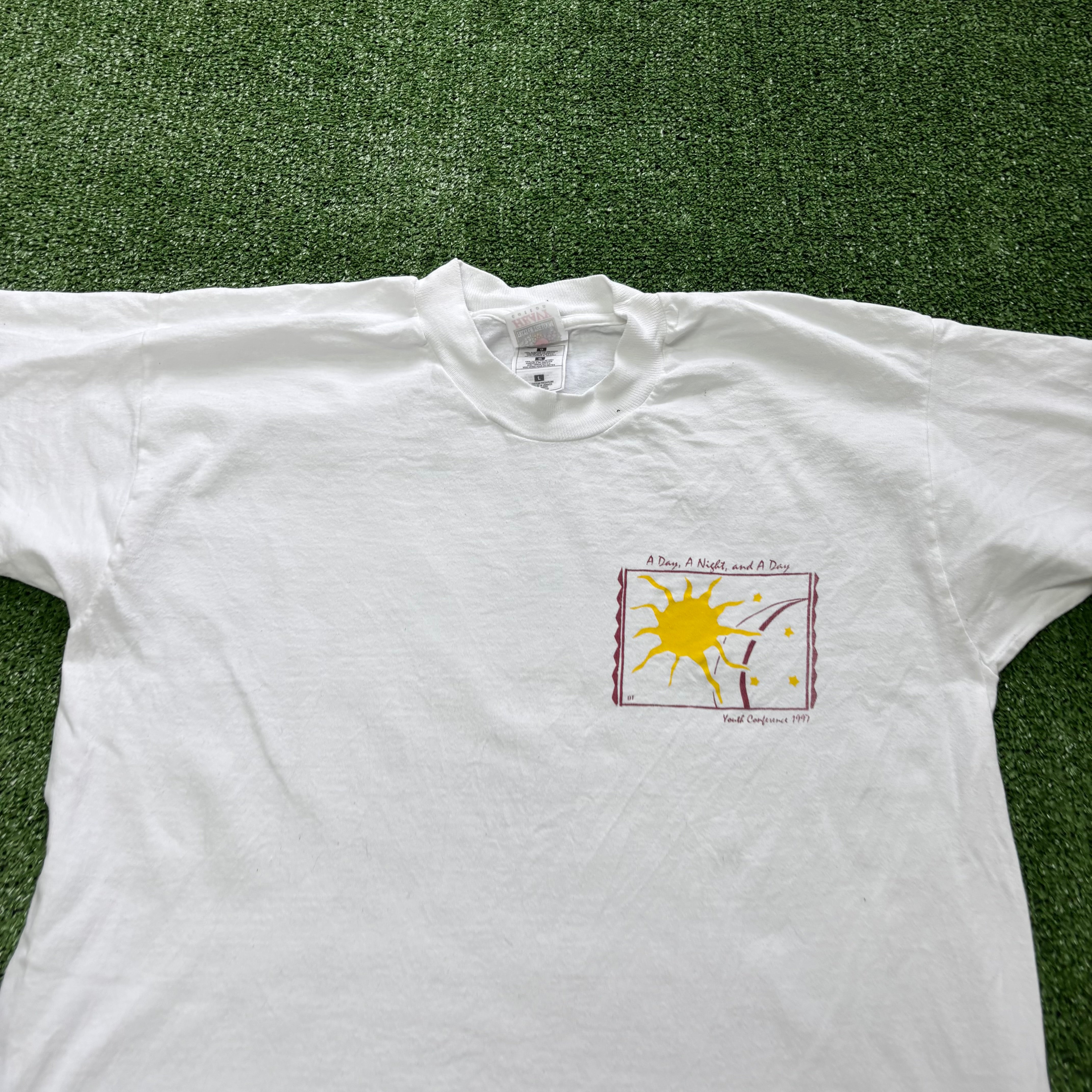 Vintage T Shirt Mens Large White Single Stitch Graphic Print 90s USA (E)