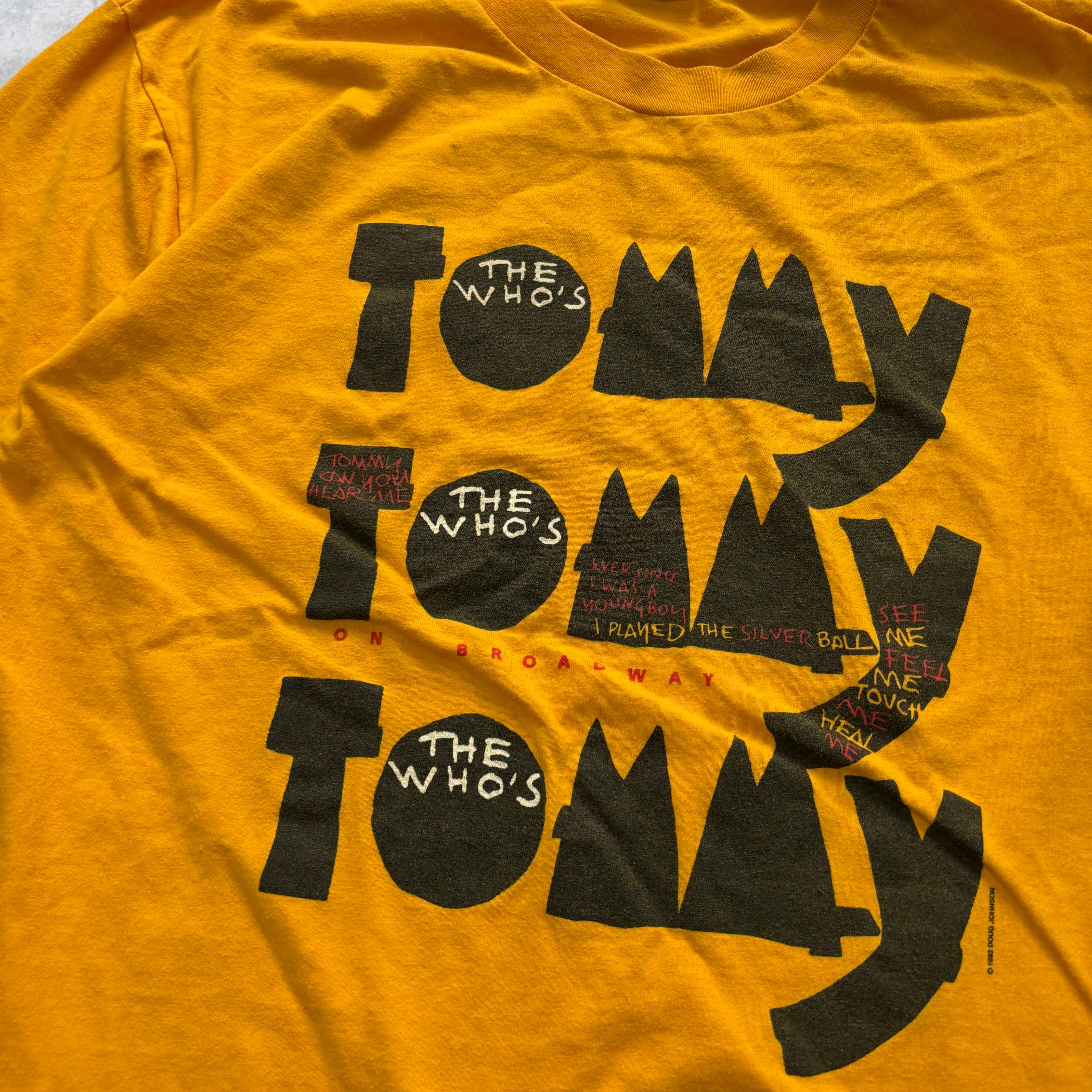 Vintage T Shirt Tommy The Who Mens Medium Yellow Single Stitch Broadway