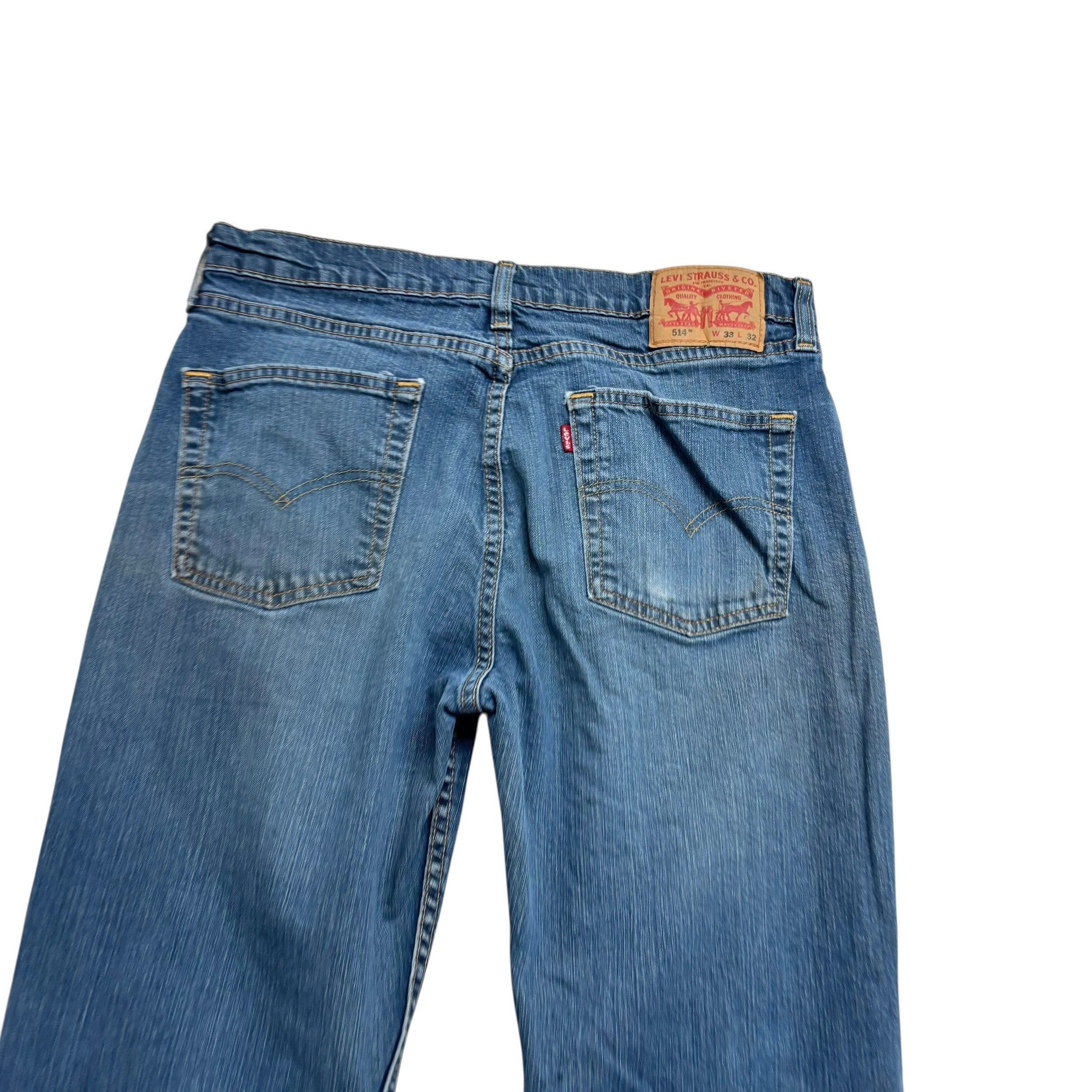 Levis 514 Jeans W33 L31 Mens Dark Blue Regular Straight Fit Stretch Denim (F)