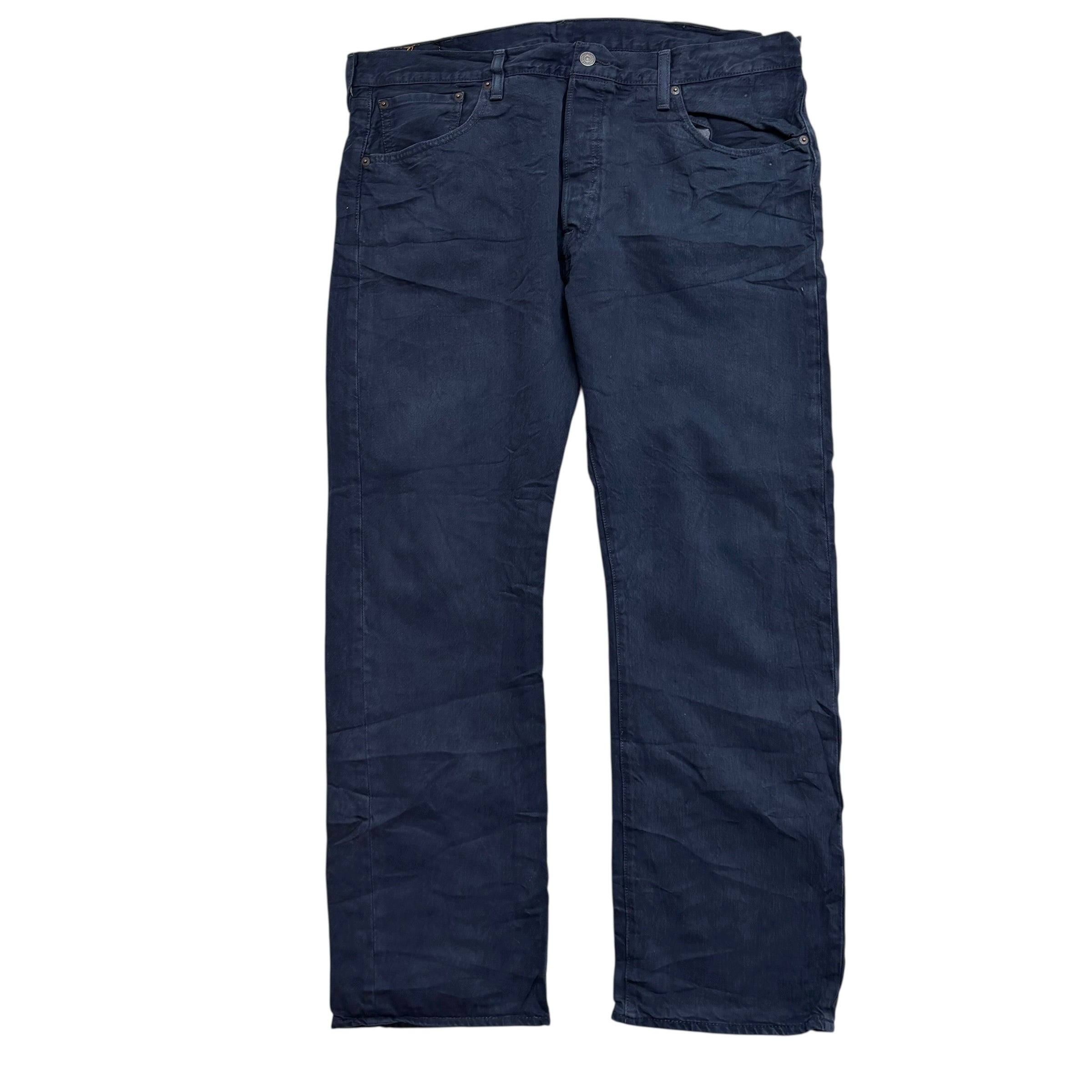 Levis 501 Jeans W38 L30 Mens Navy Blue Regular Straight Fit Denim (E)