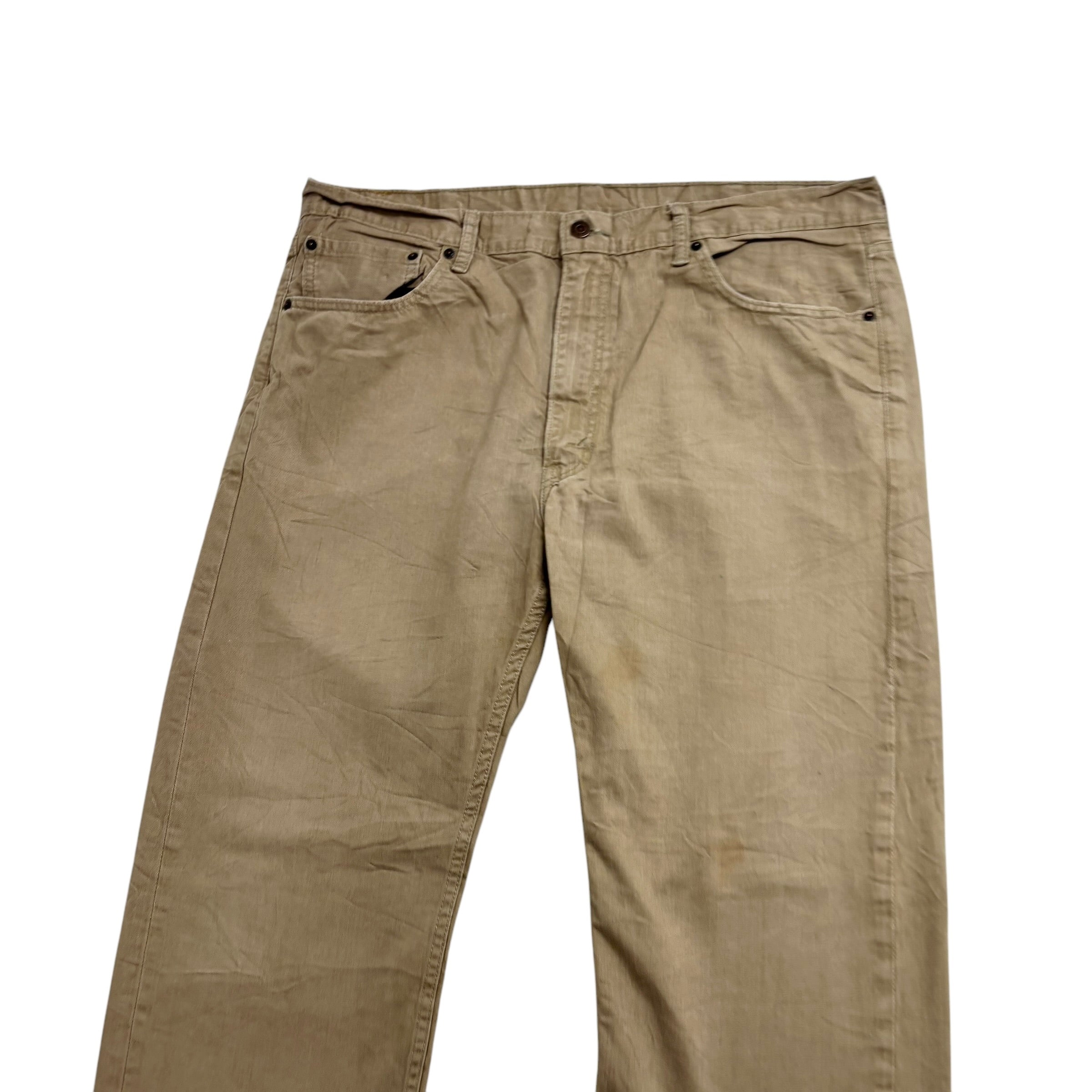 Levis 505 Trousers W40 L30 Mens Beige Tan Regular Straight Fit Cotton Pants