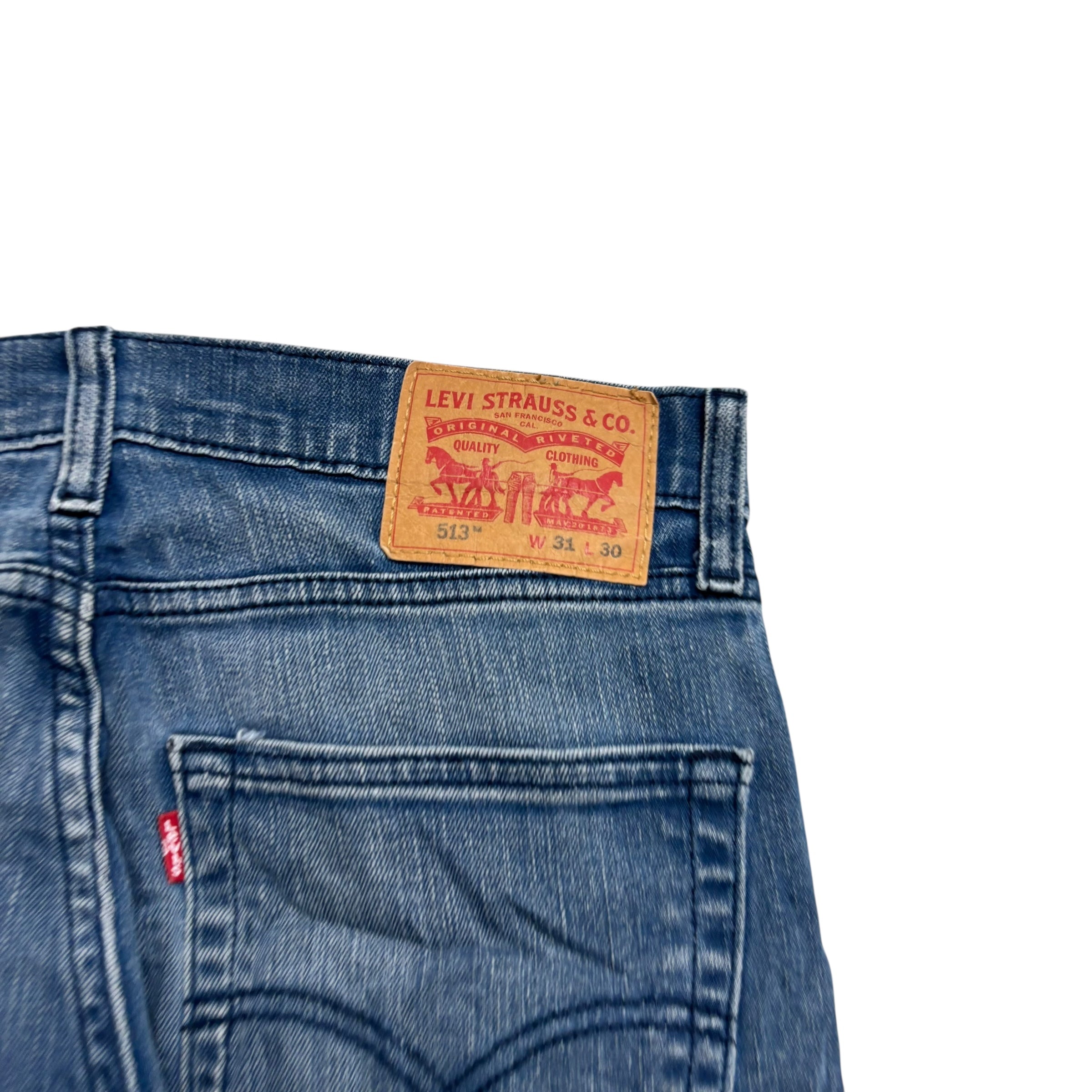 Levis 513 Jeans W31 L29 Mens Navy Blue Slim Straight Fit Stretch Denim