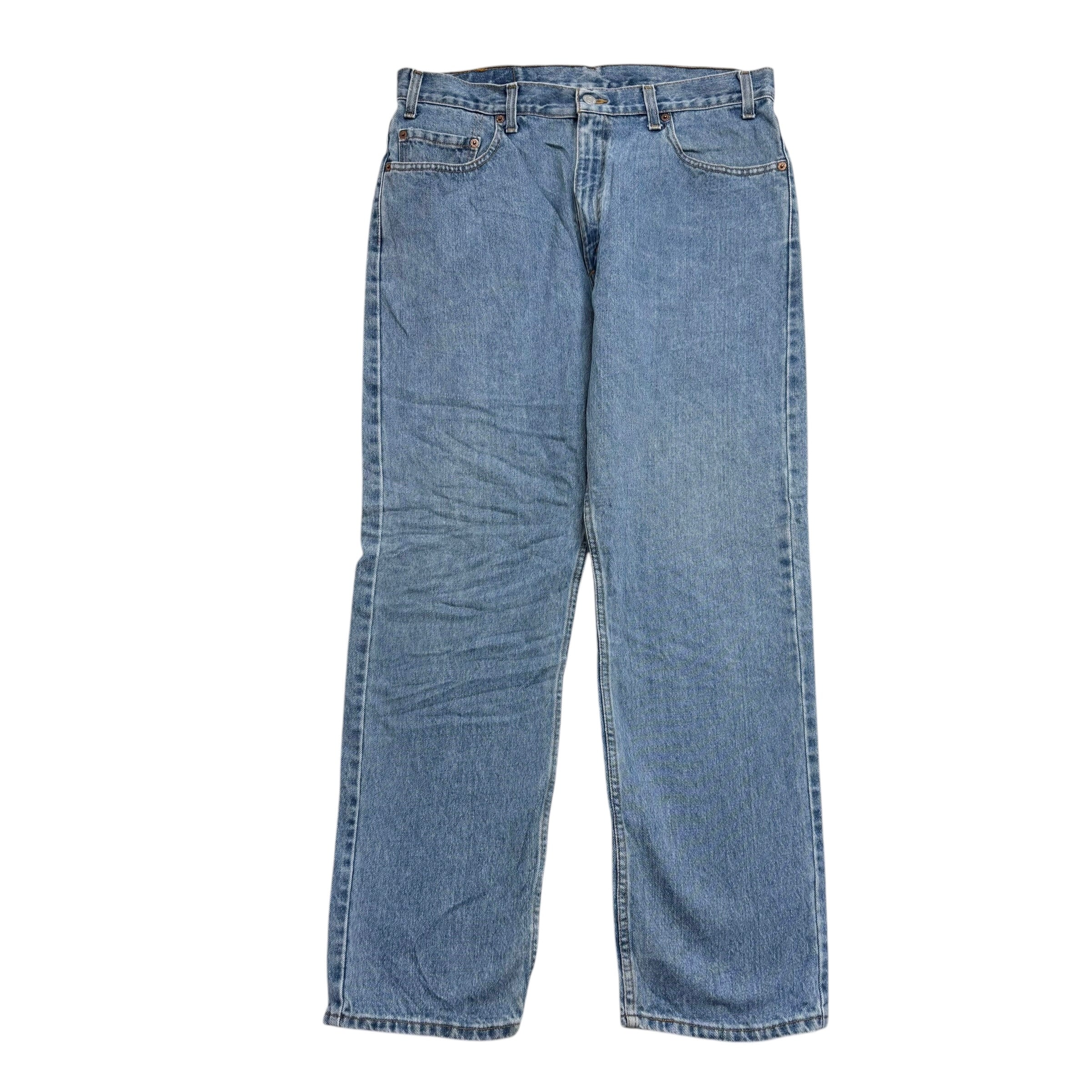 Levis 505 Jeans W35 L30 Mens Light Blue Regular Straight Fit Vintage Denim (E)
