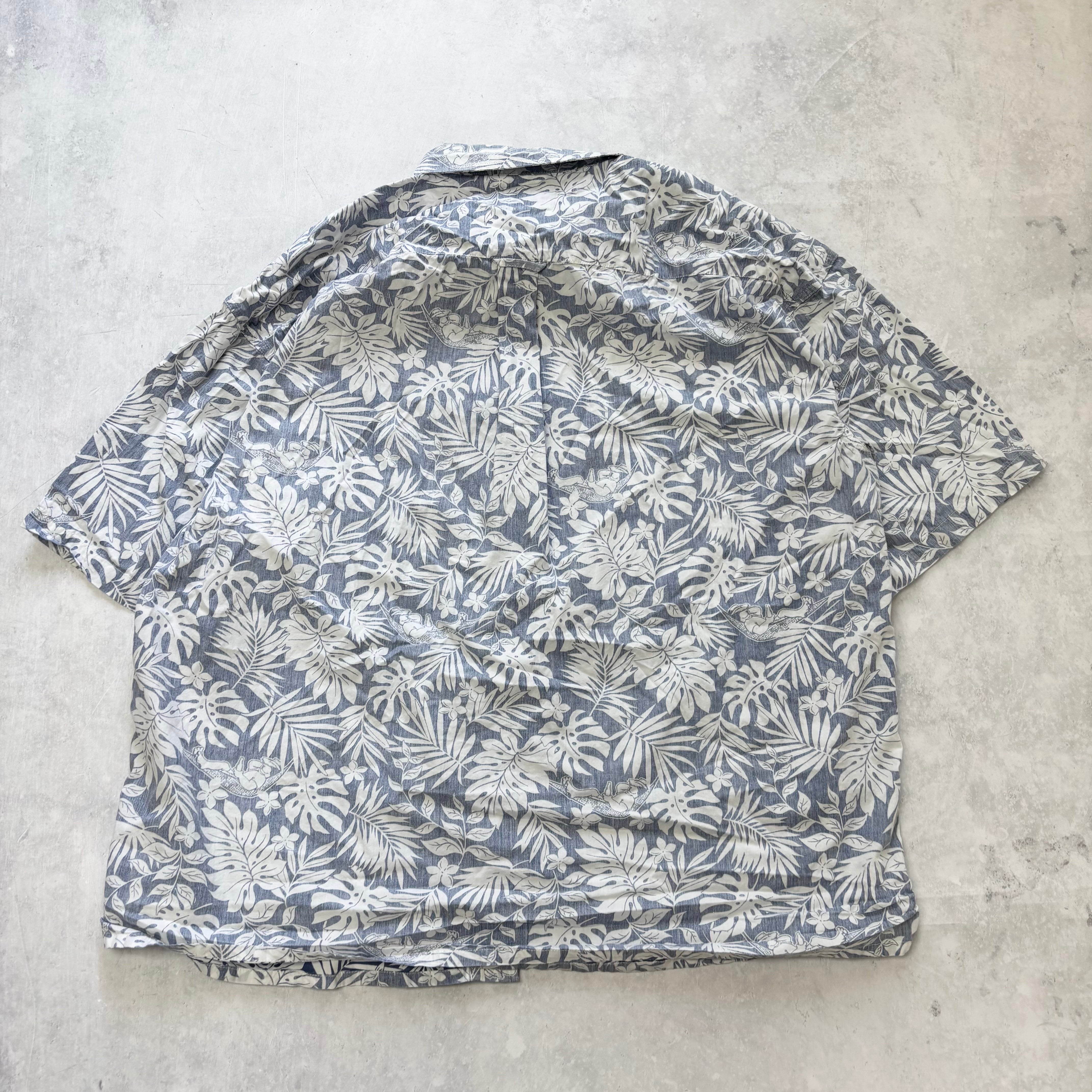 Vintage Hawaiian Shirt Mens XXL Blue Cotton Aloha Floral Short Sleeve (E)