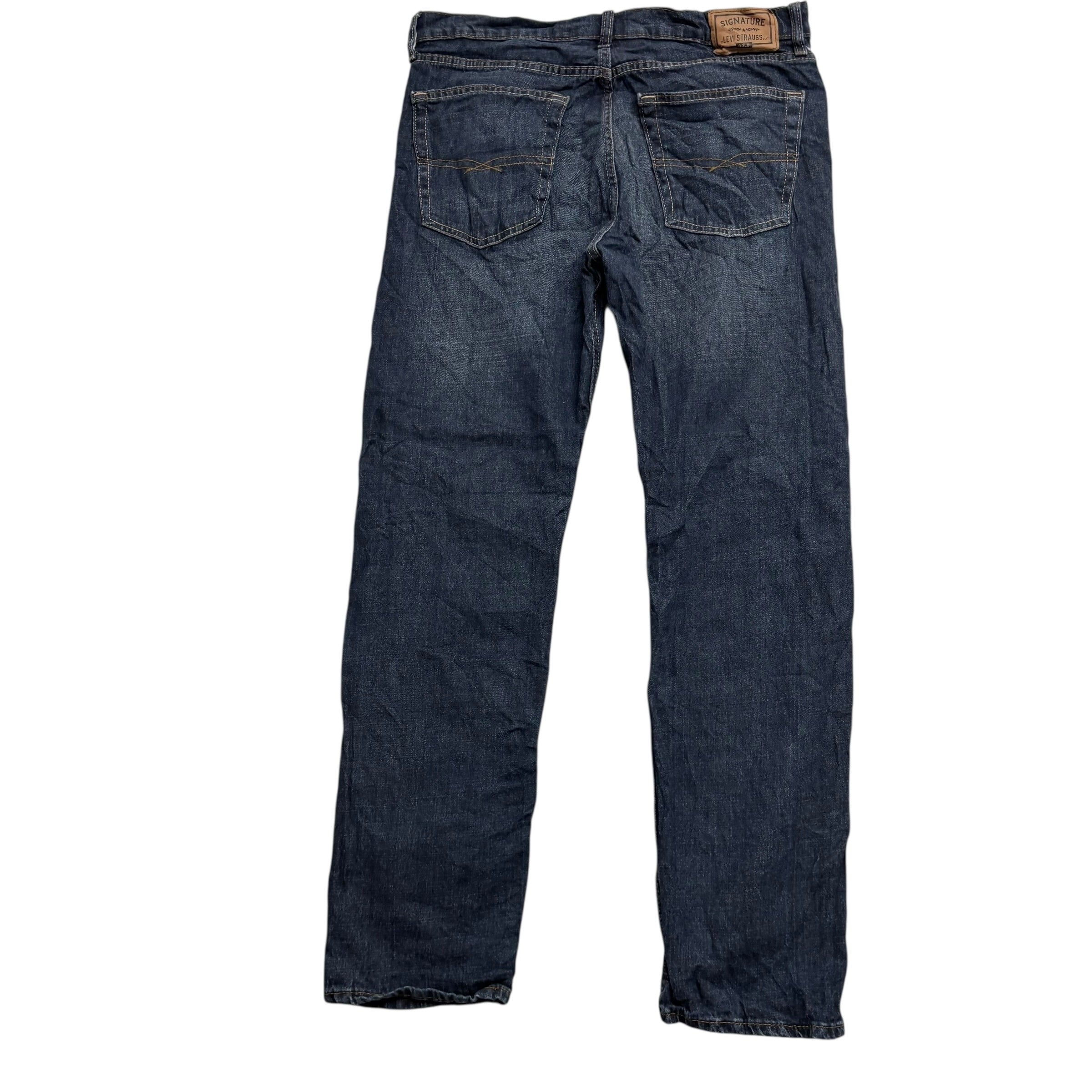 Levis Signature Jeans W36 L34 Mens Dark Blue Regular Straight Fit Stretch (E)