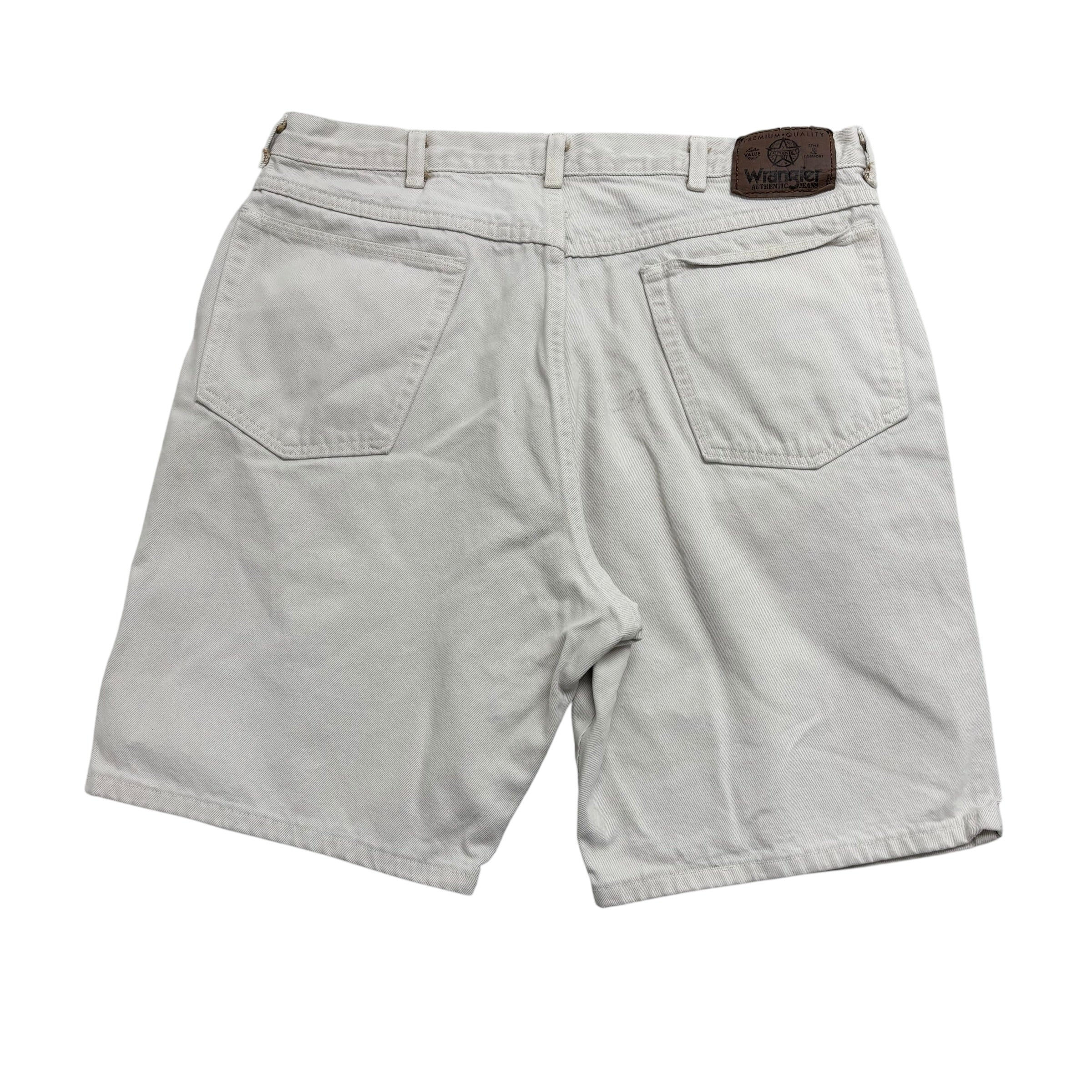 Vintage Wrangler Baggy Jorts W34 Mens Denim Shorts Cream Stone Relaxed Fit
