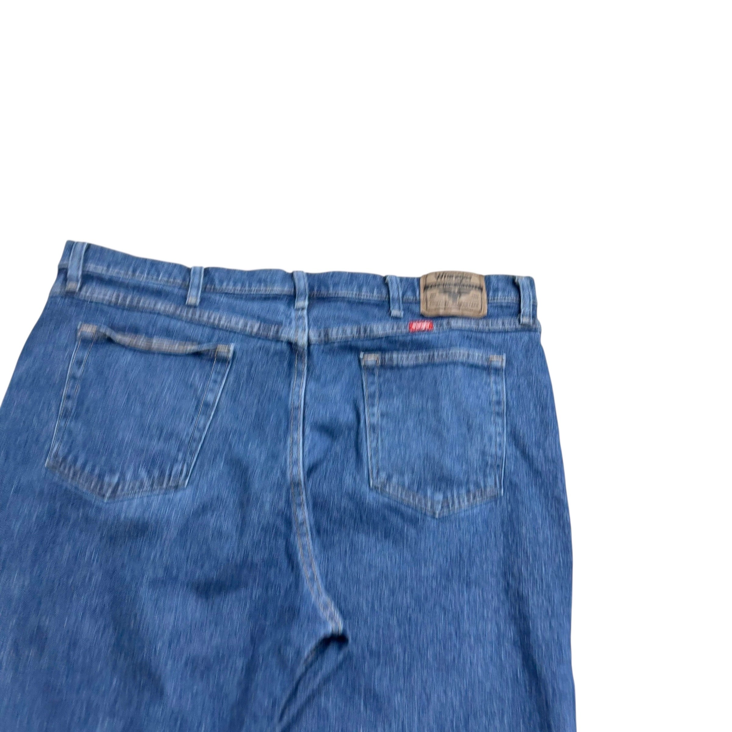 Wrangler Jeans W40 L30 Mens Mid Blue Relaxed Straight Fit Stretch Denim (E)