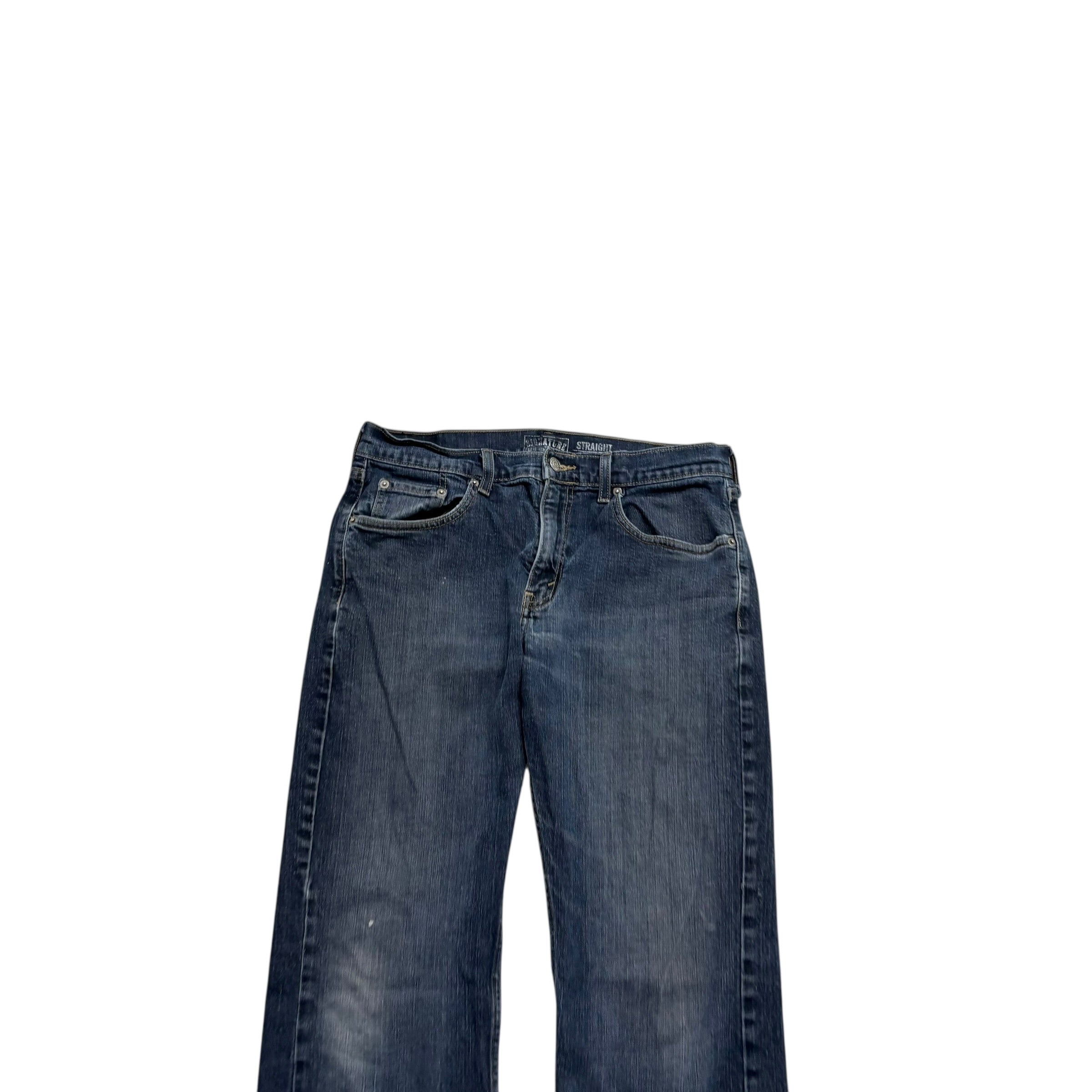 Levis Signature Jeans W32 L30 Mens Dark Blue Regular Straight Fit Stretch Denim