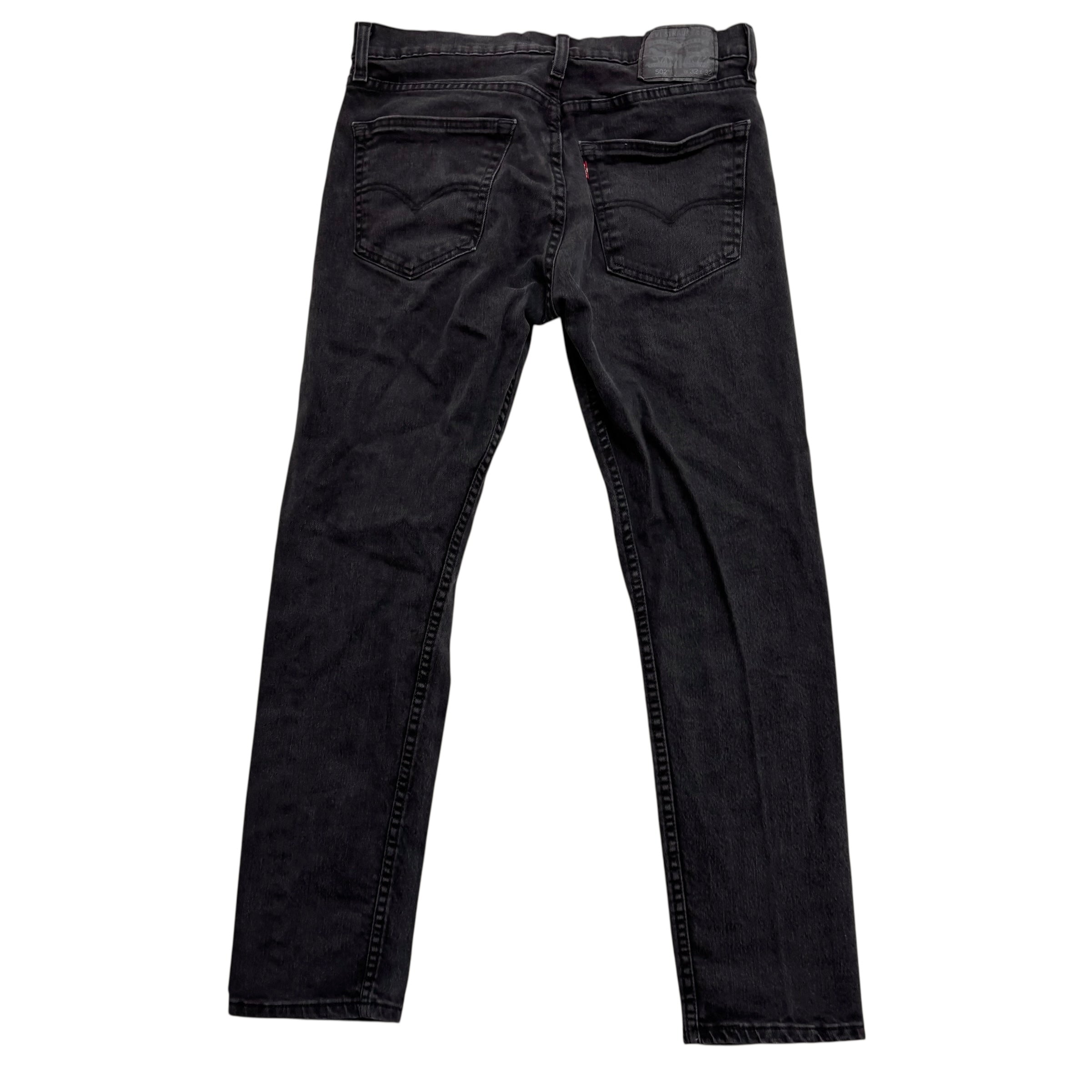 Levis 502 Jeans W32 L29 Mens Black Regular Tapered Fit Stretch Denim