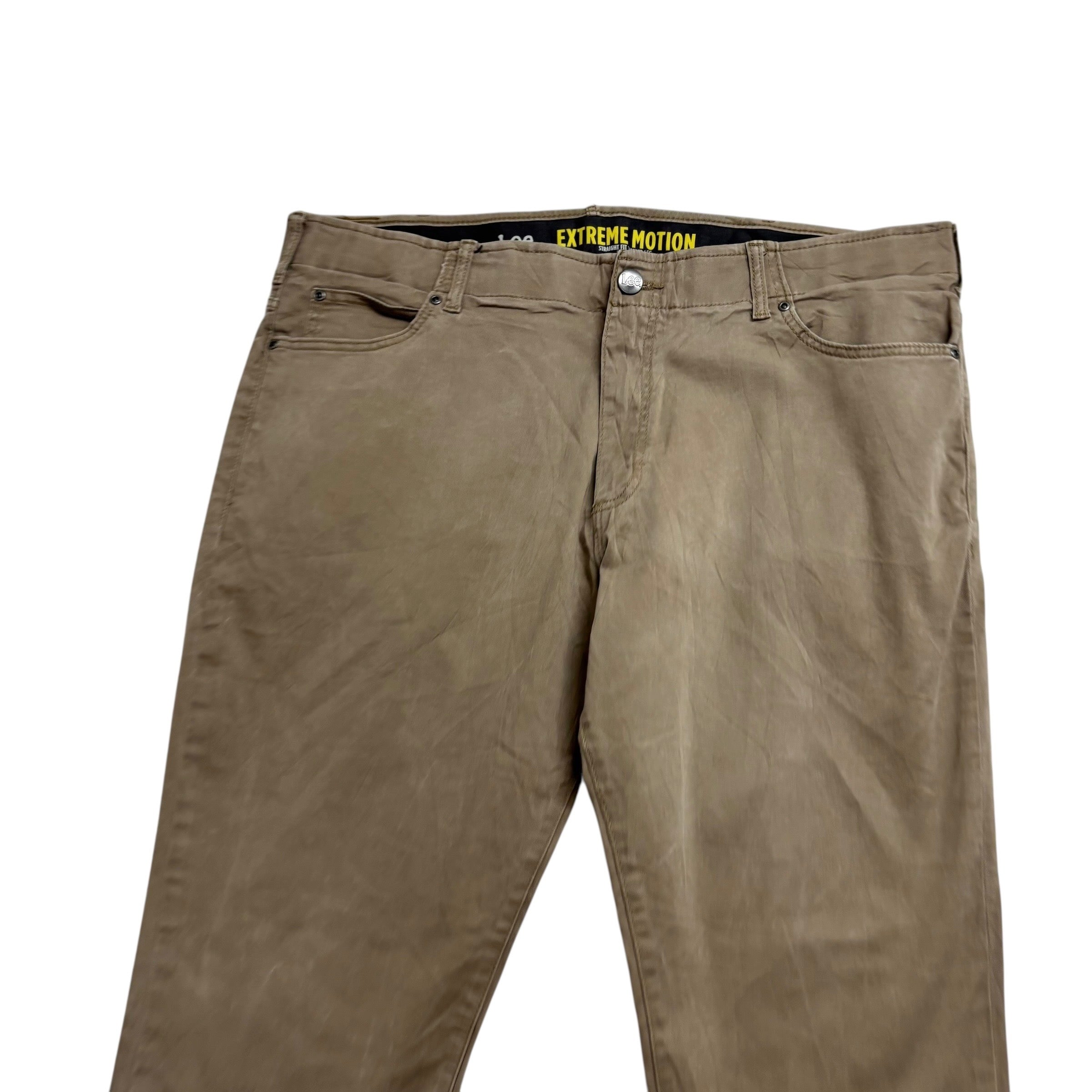 Lee Trousers W42 L29 Mens Brown Regular Tapered Fit Stretch Pants (E)