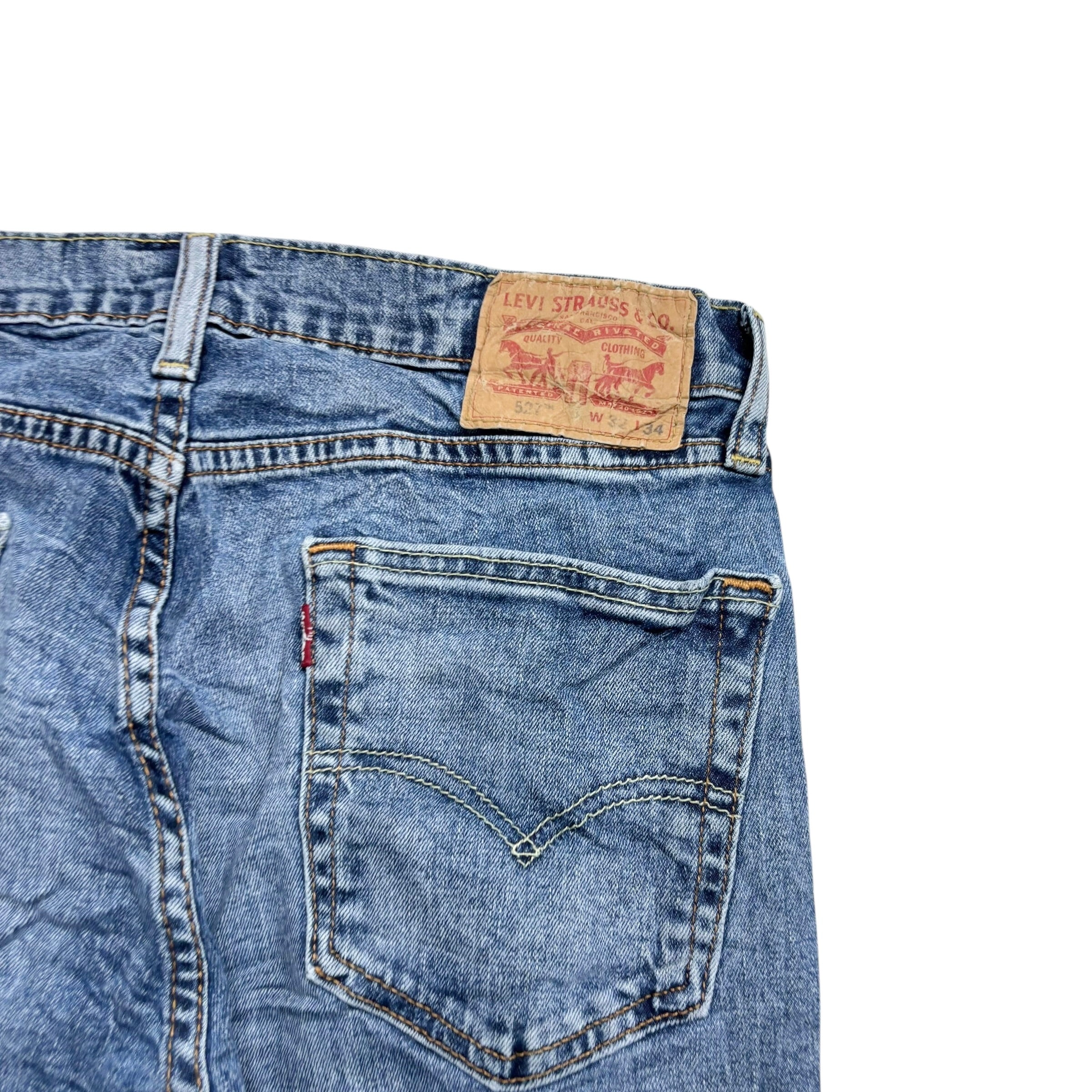 Levis 527 Jeans W32 L34 Mens Mid Blue Slim Bootcut Fit Stretch Denim (E)