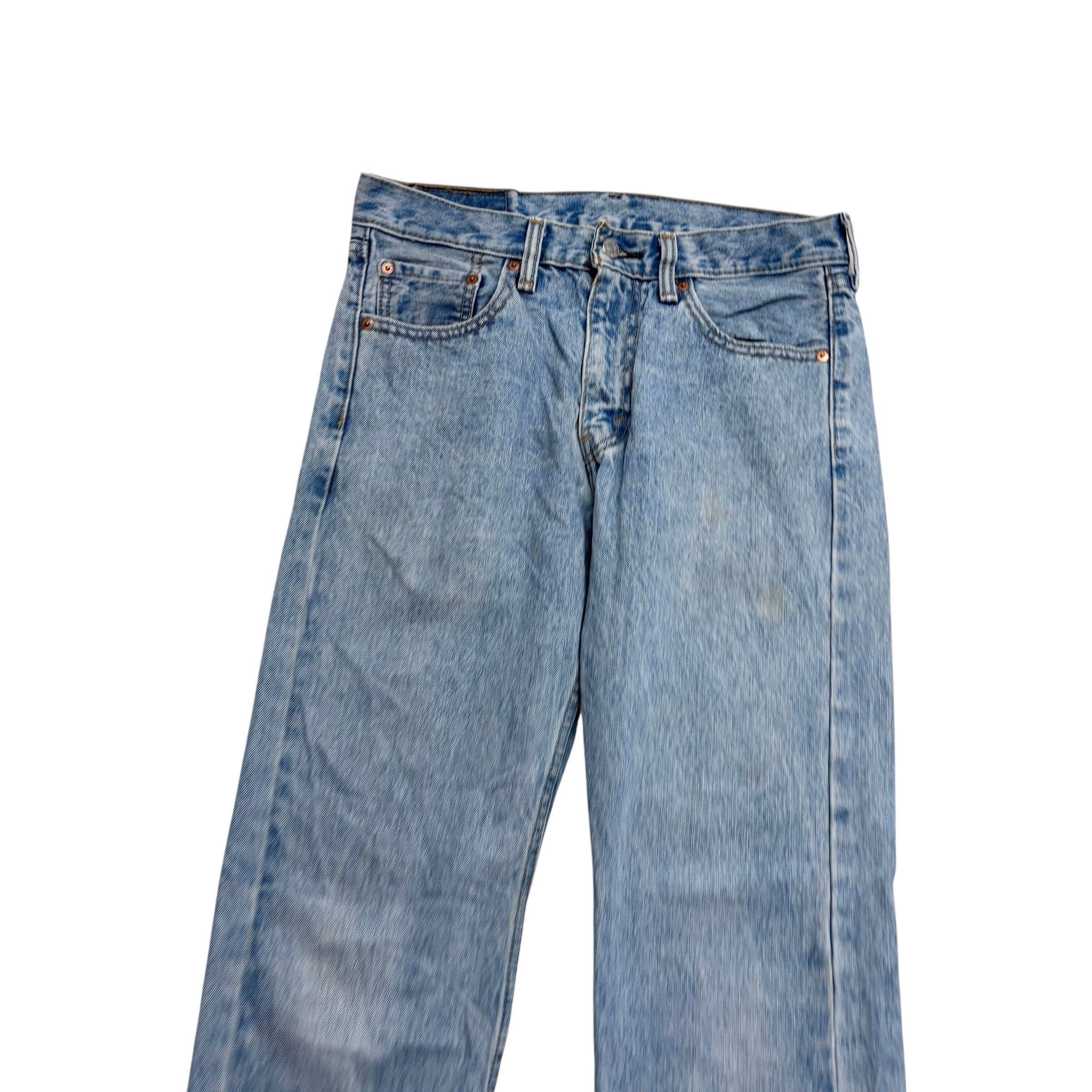 Levis 505 Jeans W30 L32 Mens Light Blue Regular Straight Fit Denim