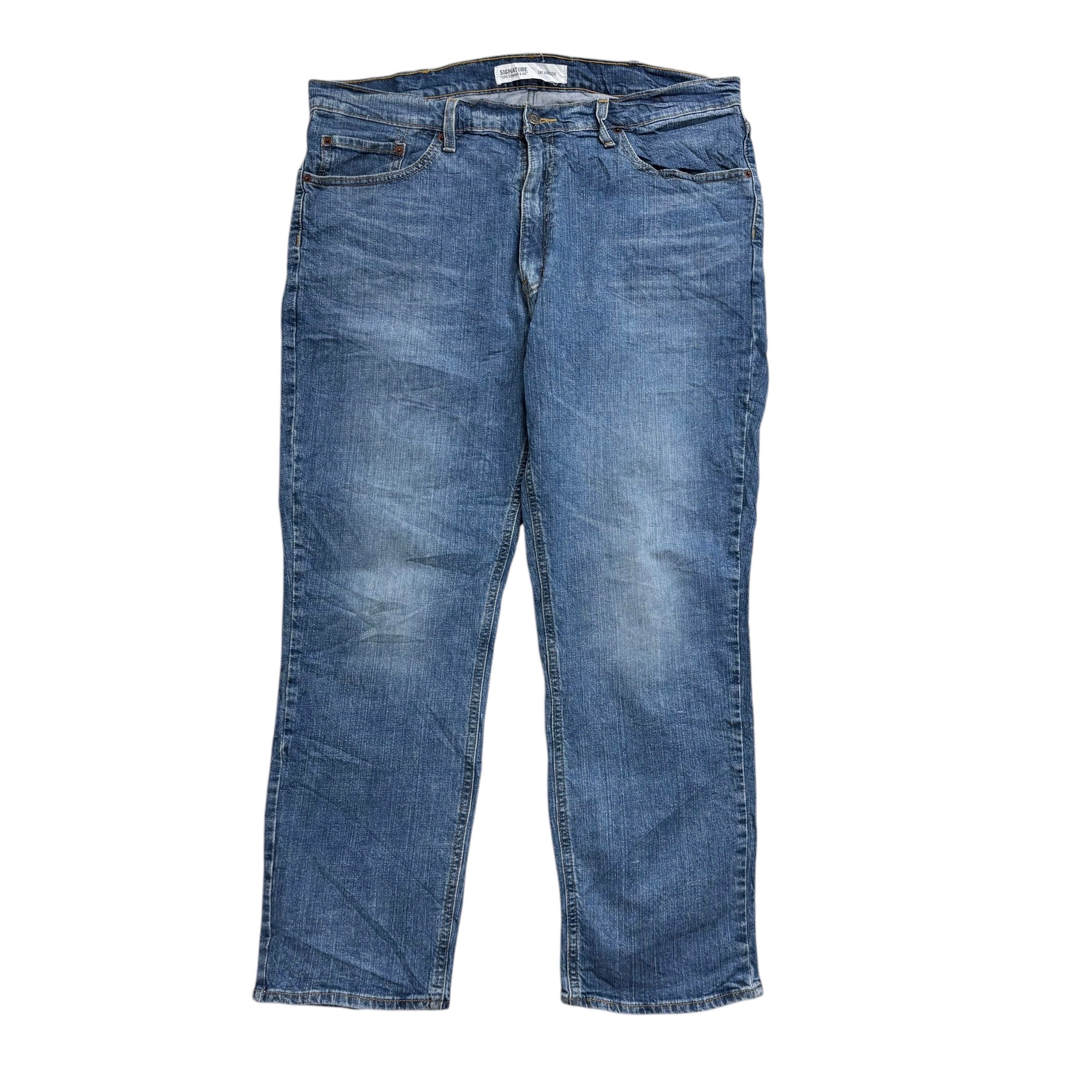 Levis Signature Jeans W40 L30 Mens Mid Blue Athletic Fit Stretch Denim (E)