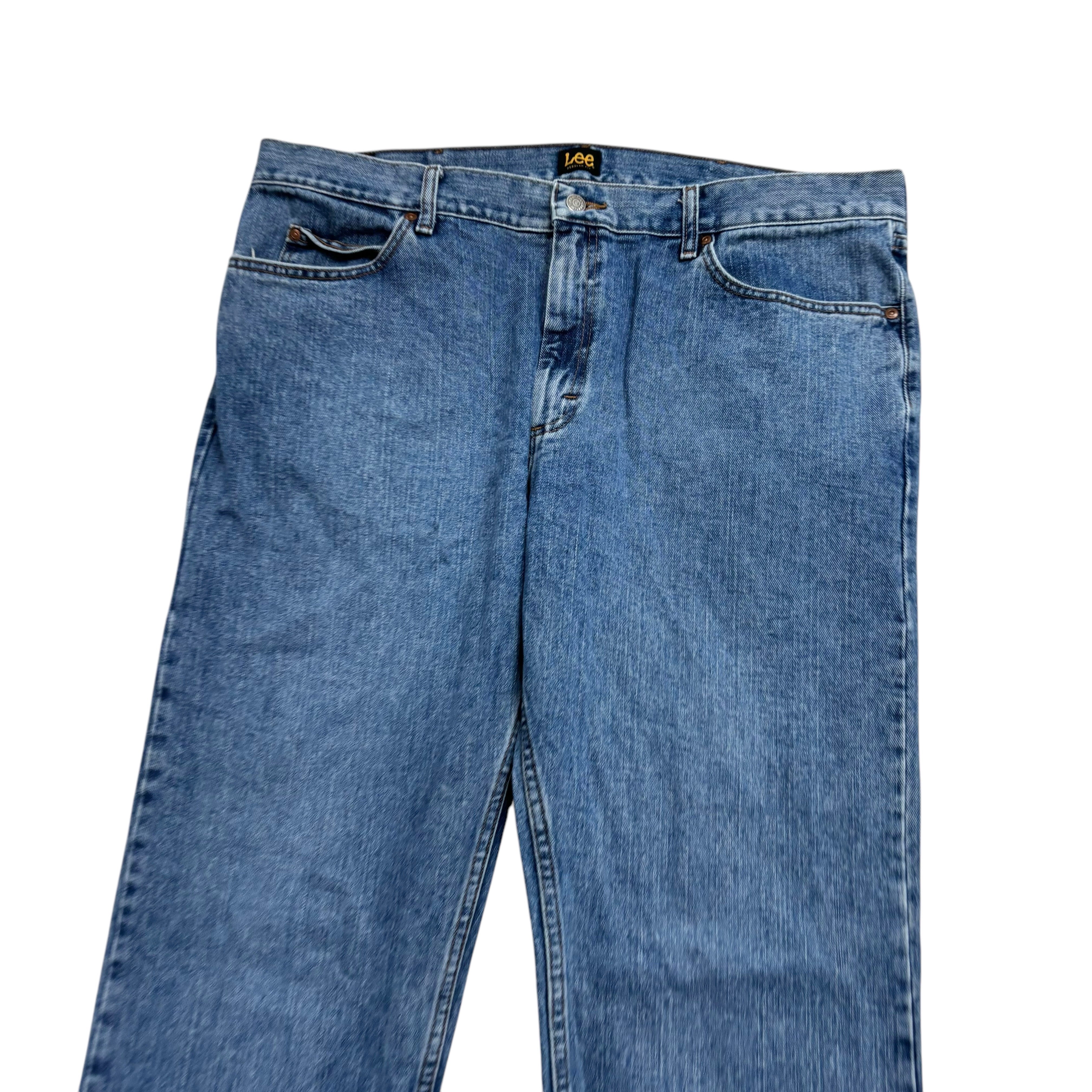 Lee Jeans W42 L30 Mens Mid Blue Regular Straight Fit Denim (E)