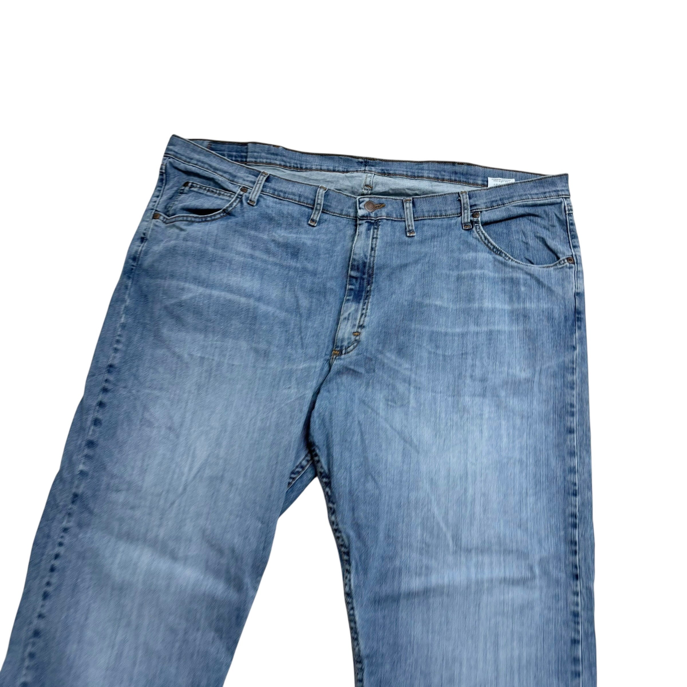 Wrangler Jeans W48 L30 Mens Light Blue Relaxed Straight Fit Stretch Denim