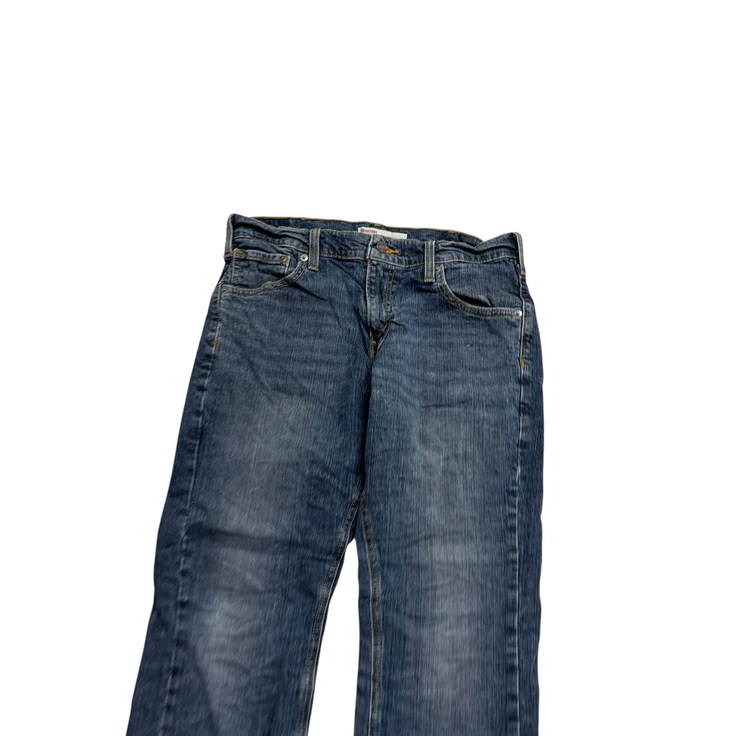 Levis Signature Jeans W30 L30 Mens Mid Blue Regular Bootcut Fit Stretch