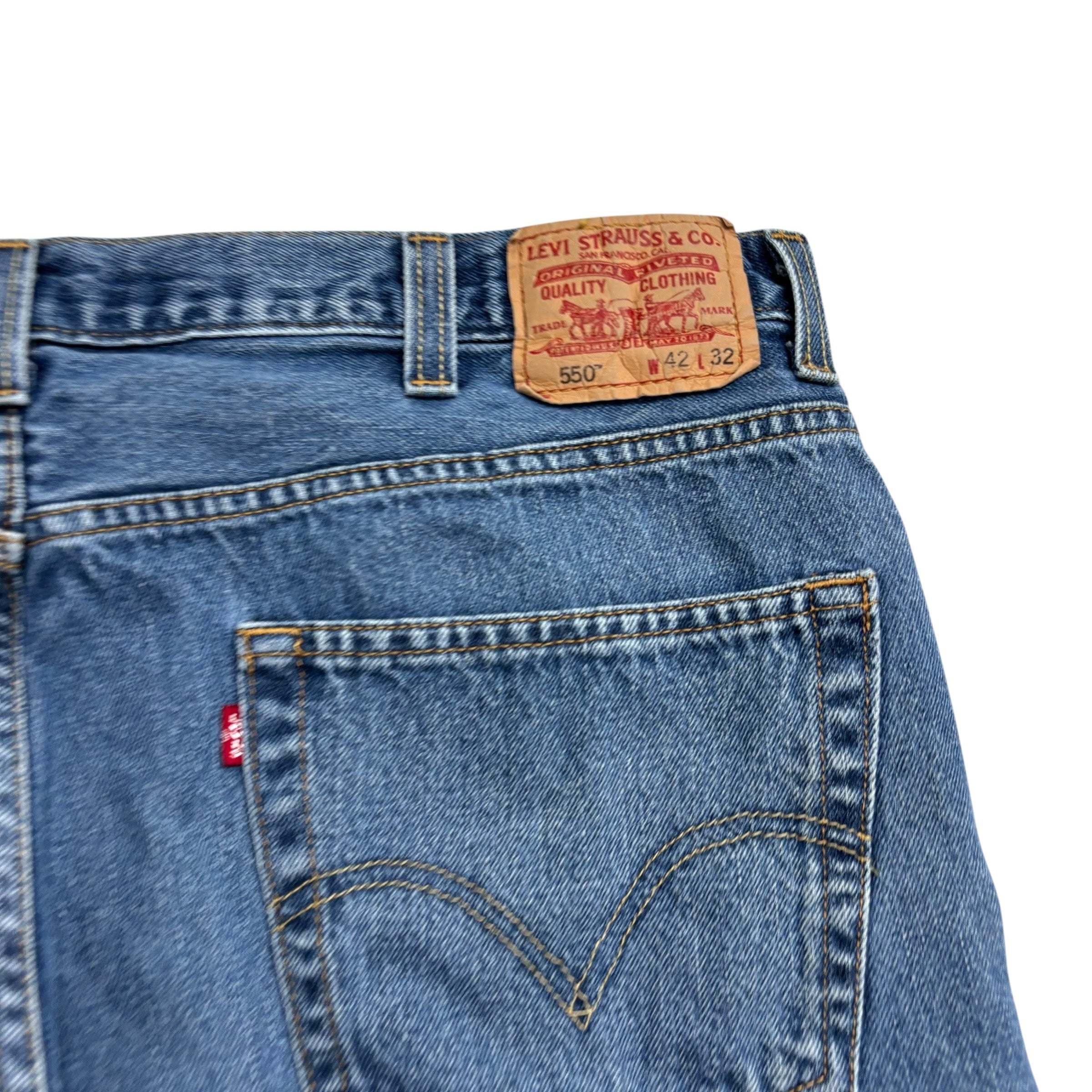 Levis 550 Jeans W40 L31 Mens Mid Blue Baggy Relaxed Straight Vintage Denim (E)