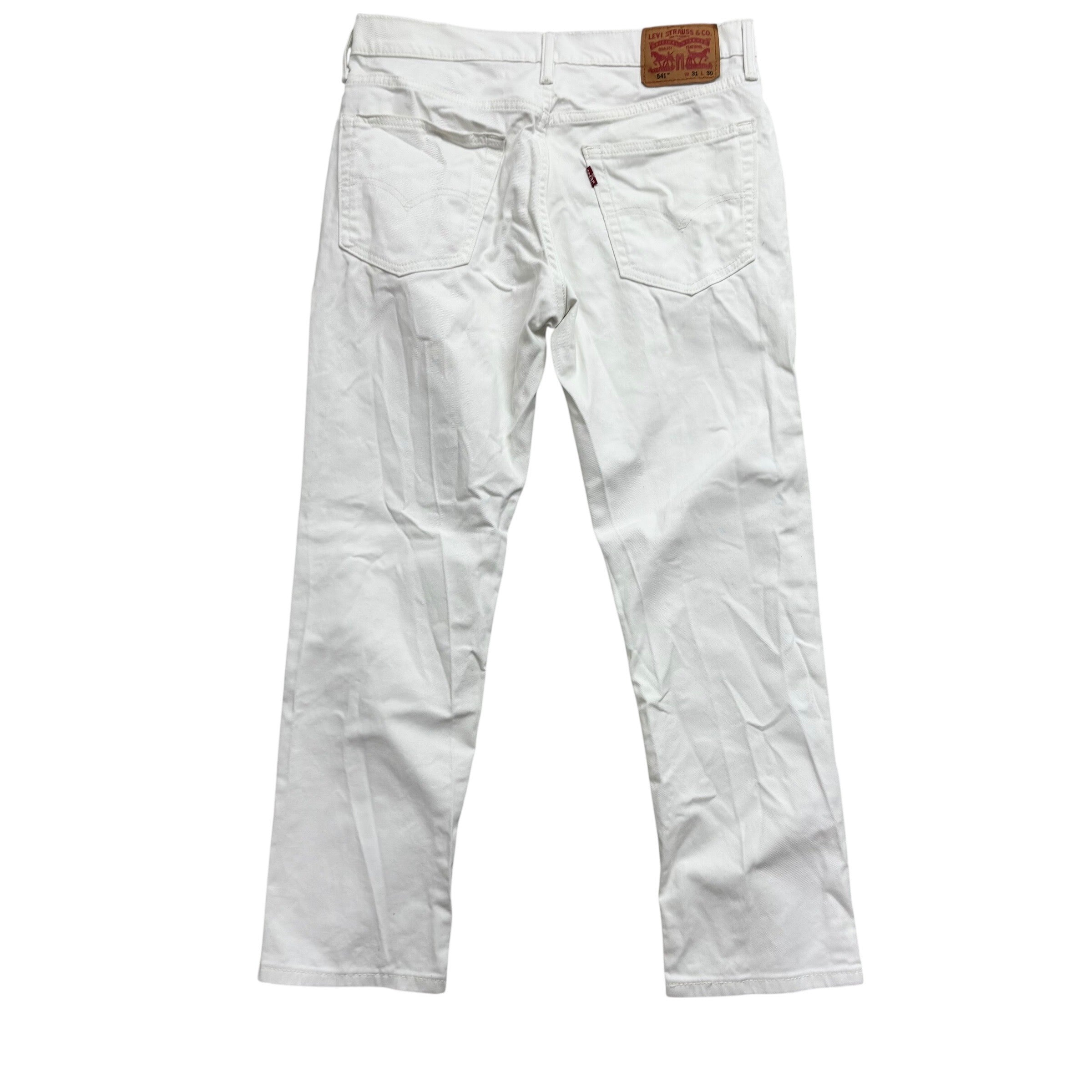 Levis 541 Jeans W31 L29 Mens White Athletic Tapered Fit Stretch Denim (F)