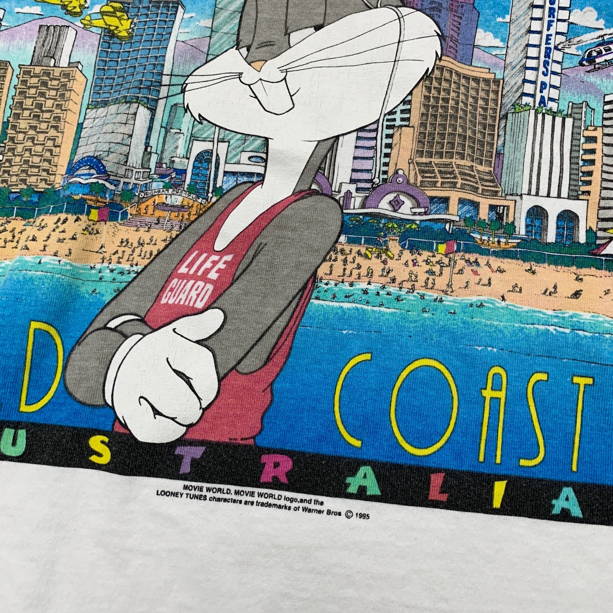 Vintage T Shirt Mens Small White Graphic Print 90s Looney Tunes Cartoon