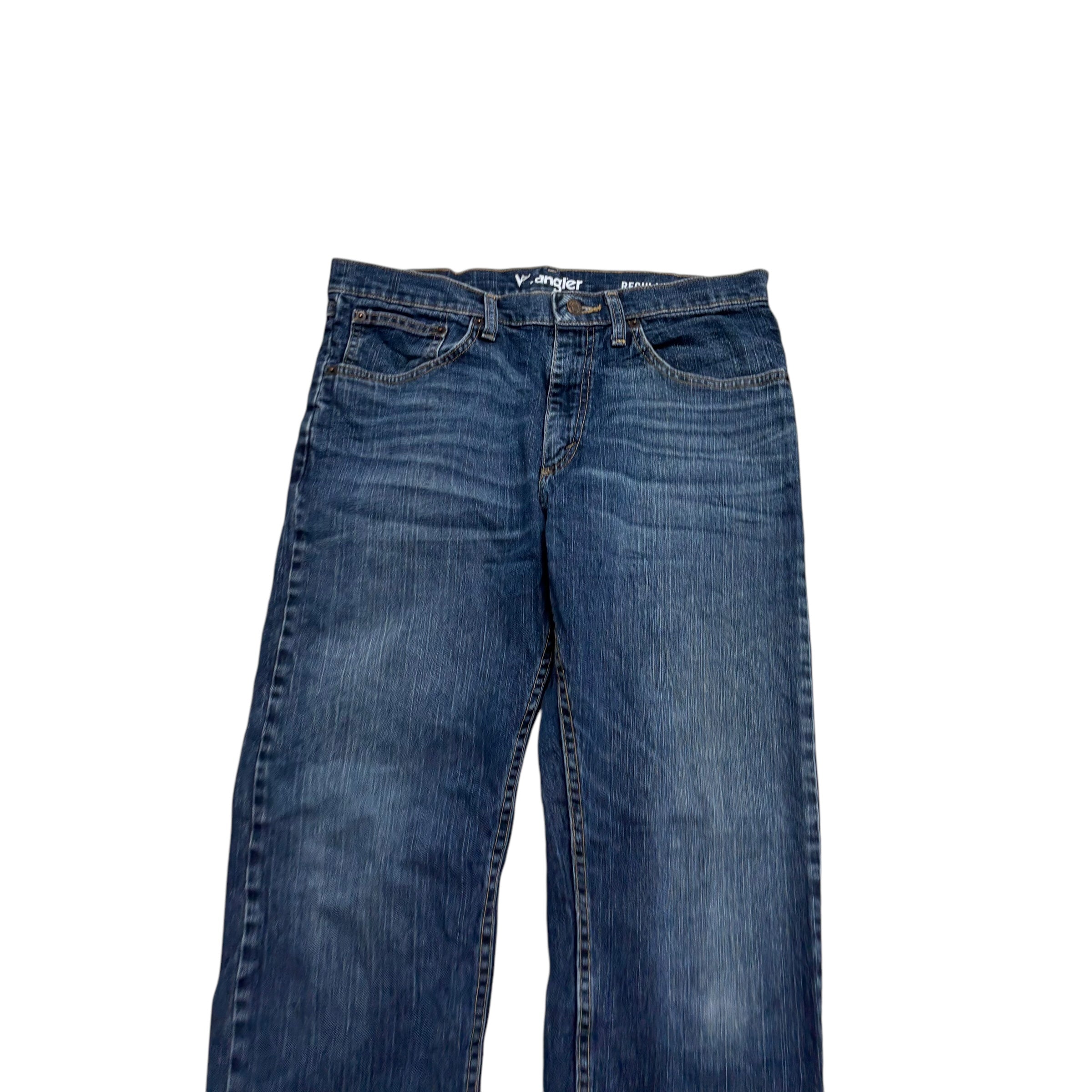 Wrangler Jeans W32 L30 Mens Dark Blue Regular Straight Fit Stretch Denim