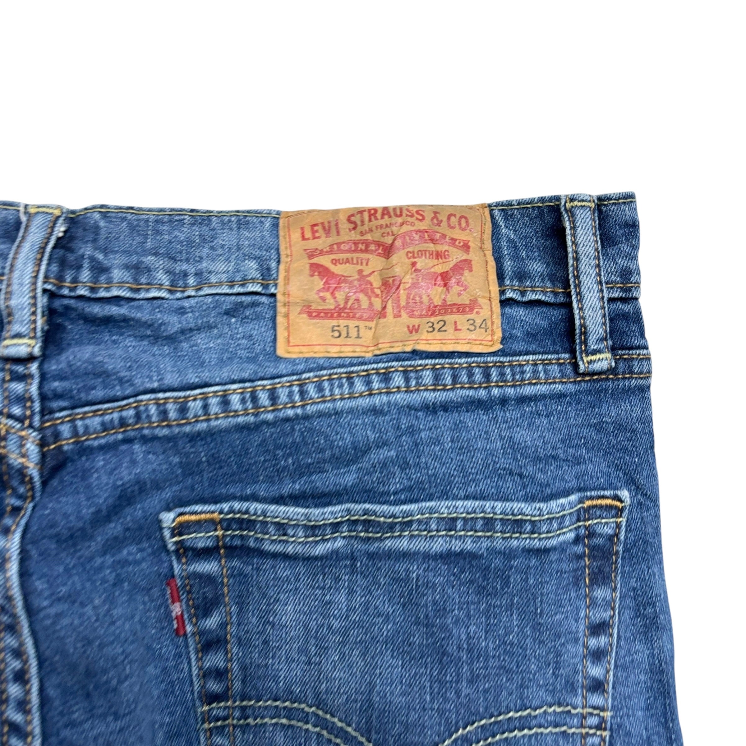 Levis 511 Jeans W32 L34 Mens Mid Blue Slim Fit Stretch Denim (E)