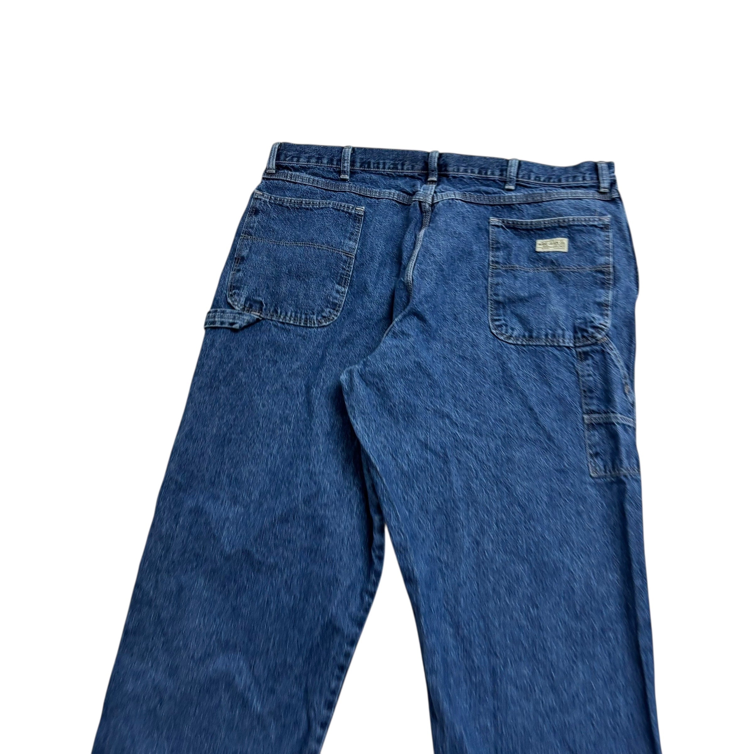 Wrangler Carpenter Jeans W40 L30 Mens Mid Blue Relaxed Straight Fit Vintage (E)