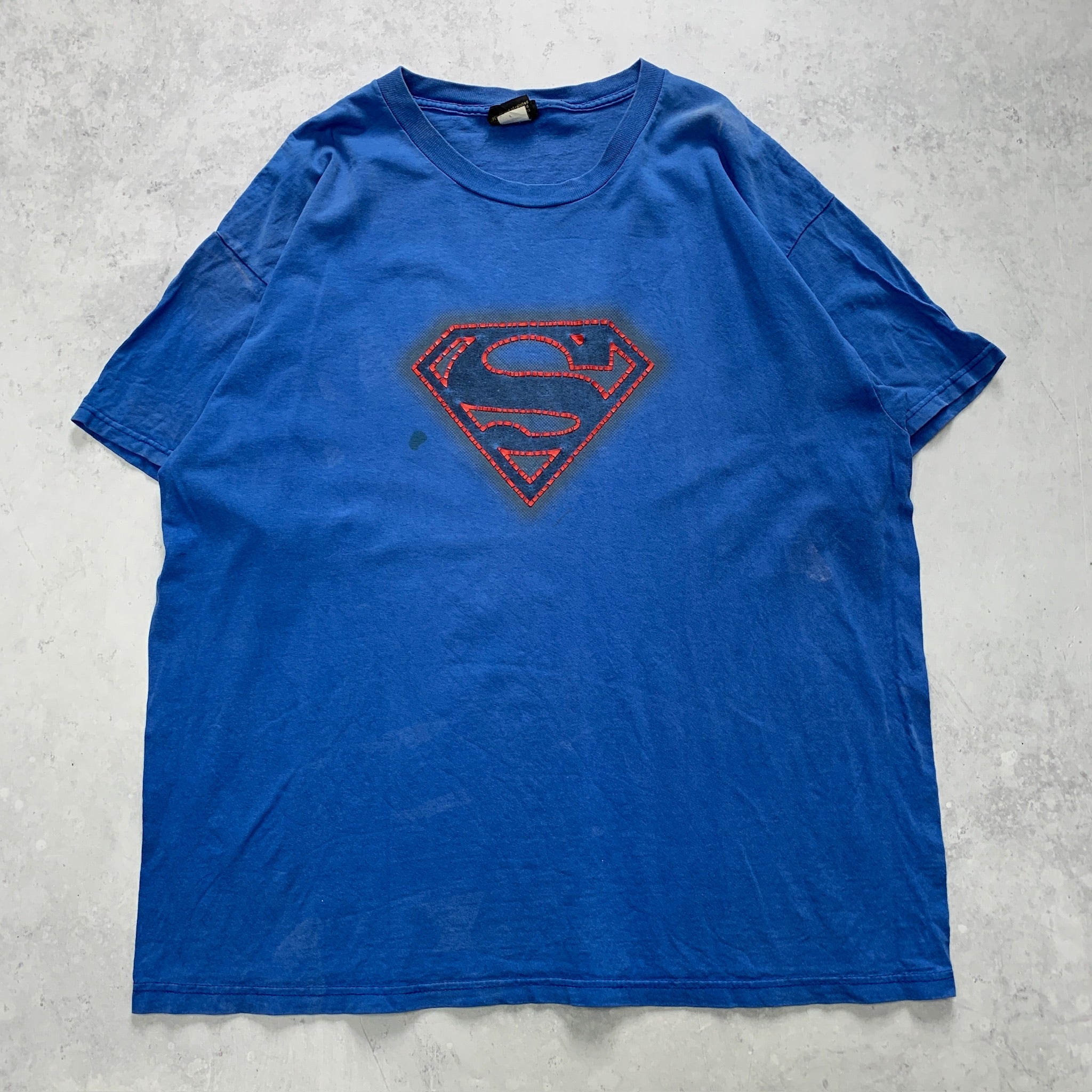 Vintage T Shirt Mens XL Blue Superman Graphic Print Logo Movie Film DC Comics