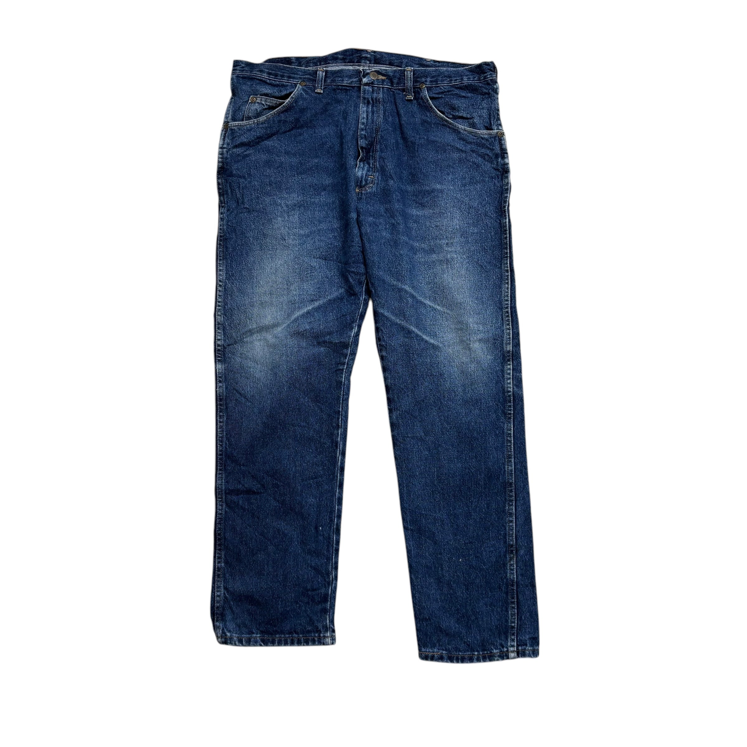 Wrangler Jeans W38 L30 Mens Dark Blue Regular Straight Fit Vintage Denim (E)