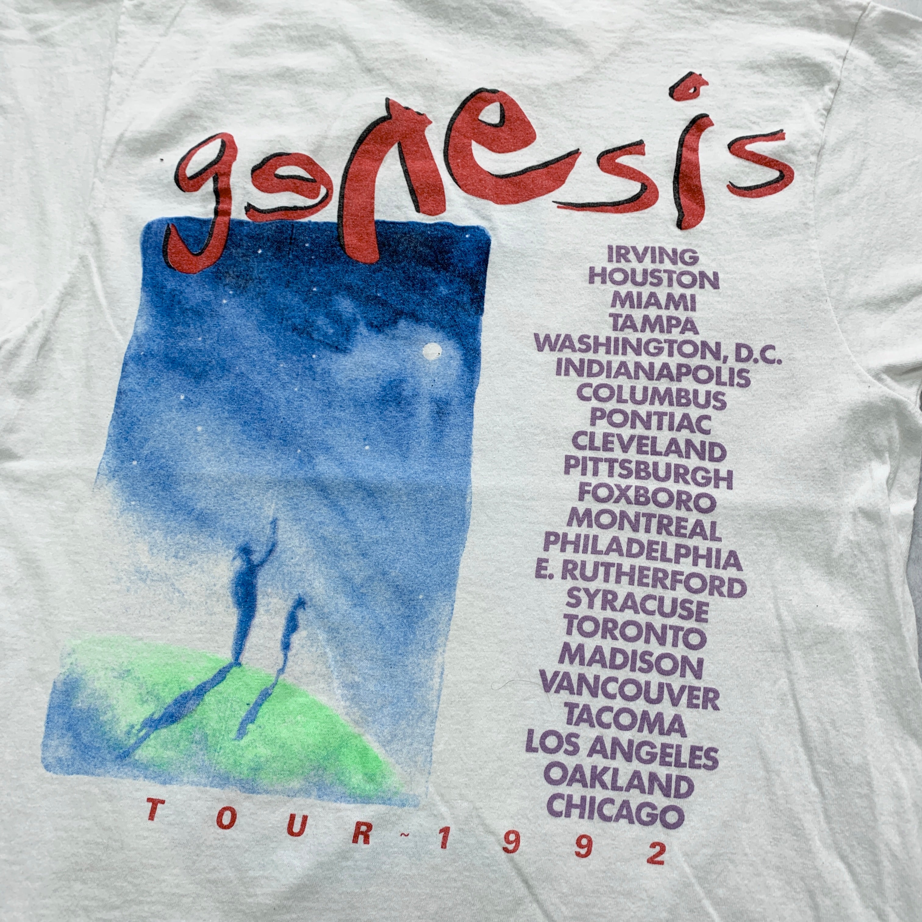 Vintage Genesis T Shirt Mens Medium White Single Stitch Tour Band Music 90s