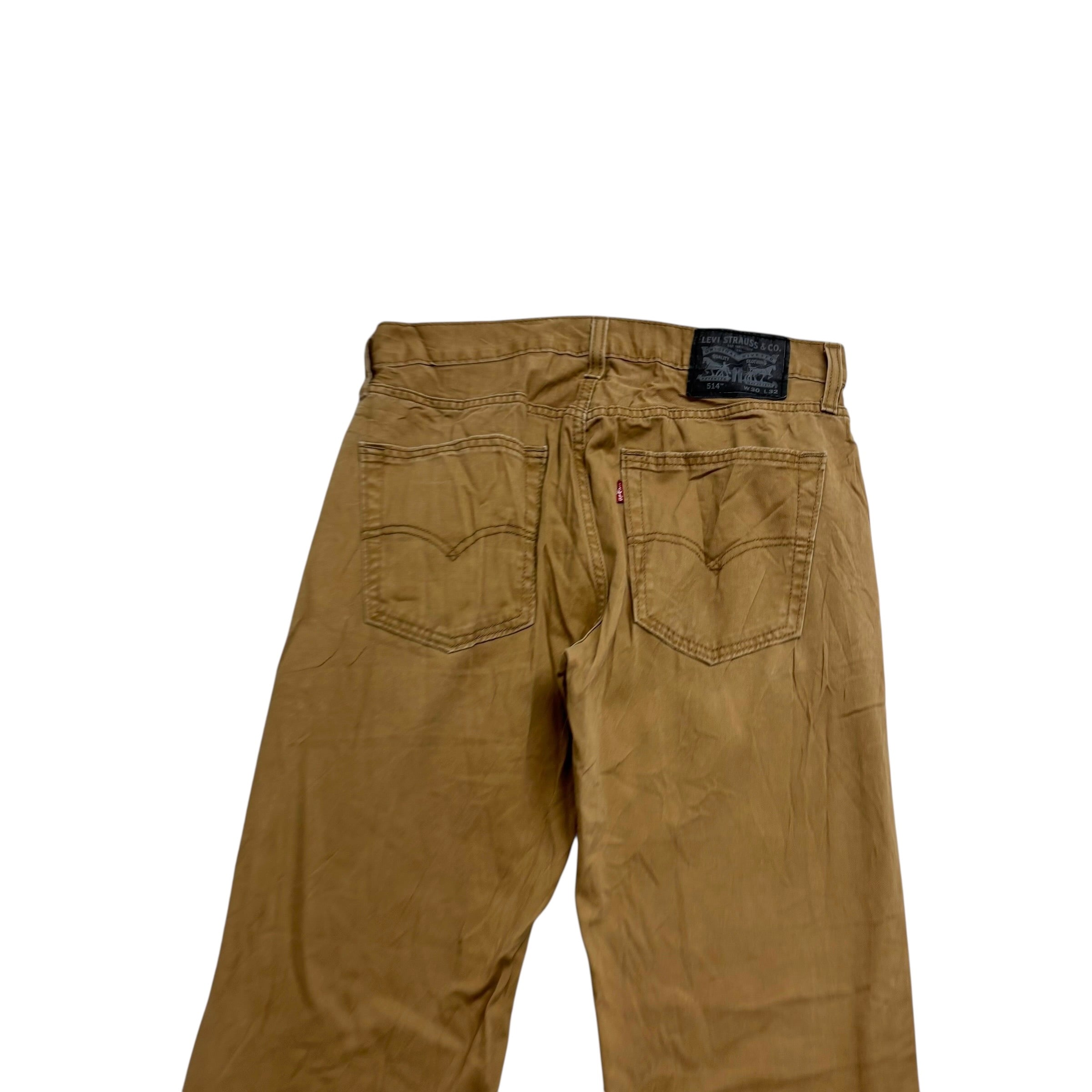 Levis 514 Trousers W30 L32 Mens Tan Regular Straight Fit Pants (E)