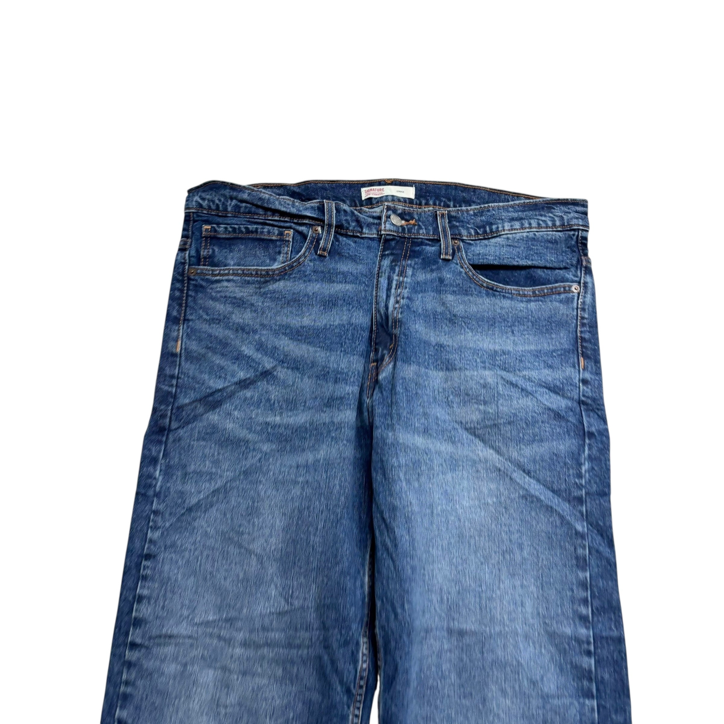 Levis Signature Jeans W36 L30 Mens Dark Blue Relaxed Baggy Fit Stretch Denim (E)