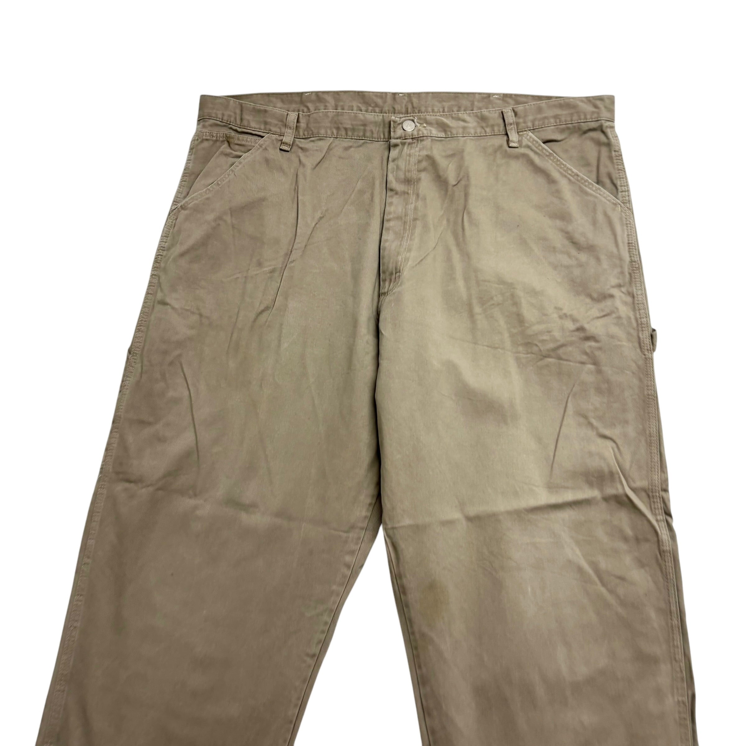 Wrangler Carpenter Pants W42 L30 Mens Beige Stone Baggy Relaxed Fit Trousers