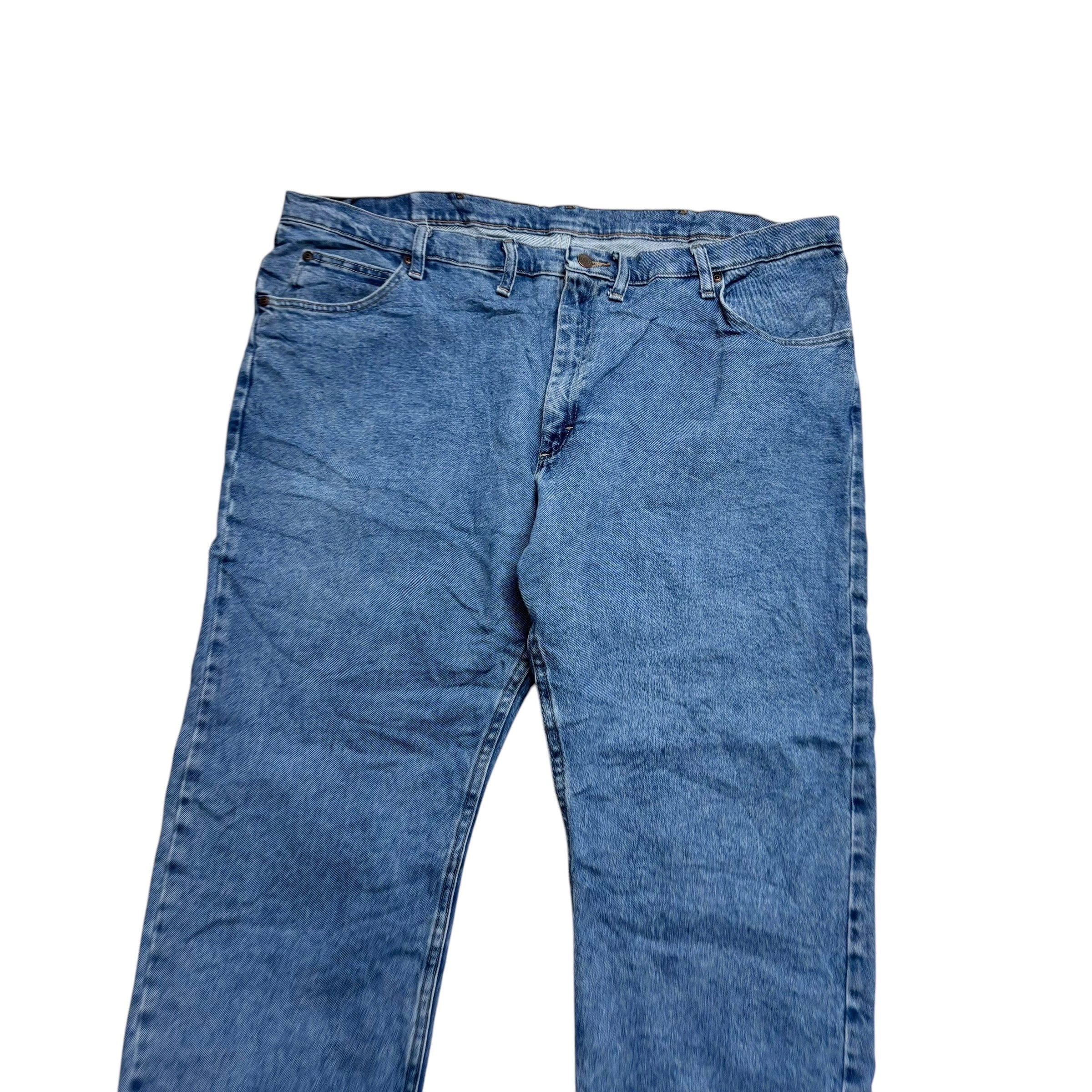 Wrangler Jeans W46 L28 Mens Light Blue Regular Straight Fit Stretch Denim (E)