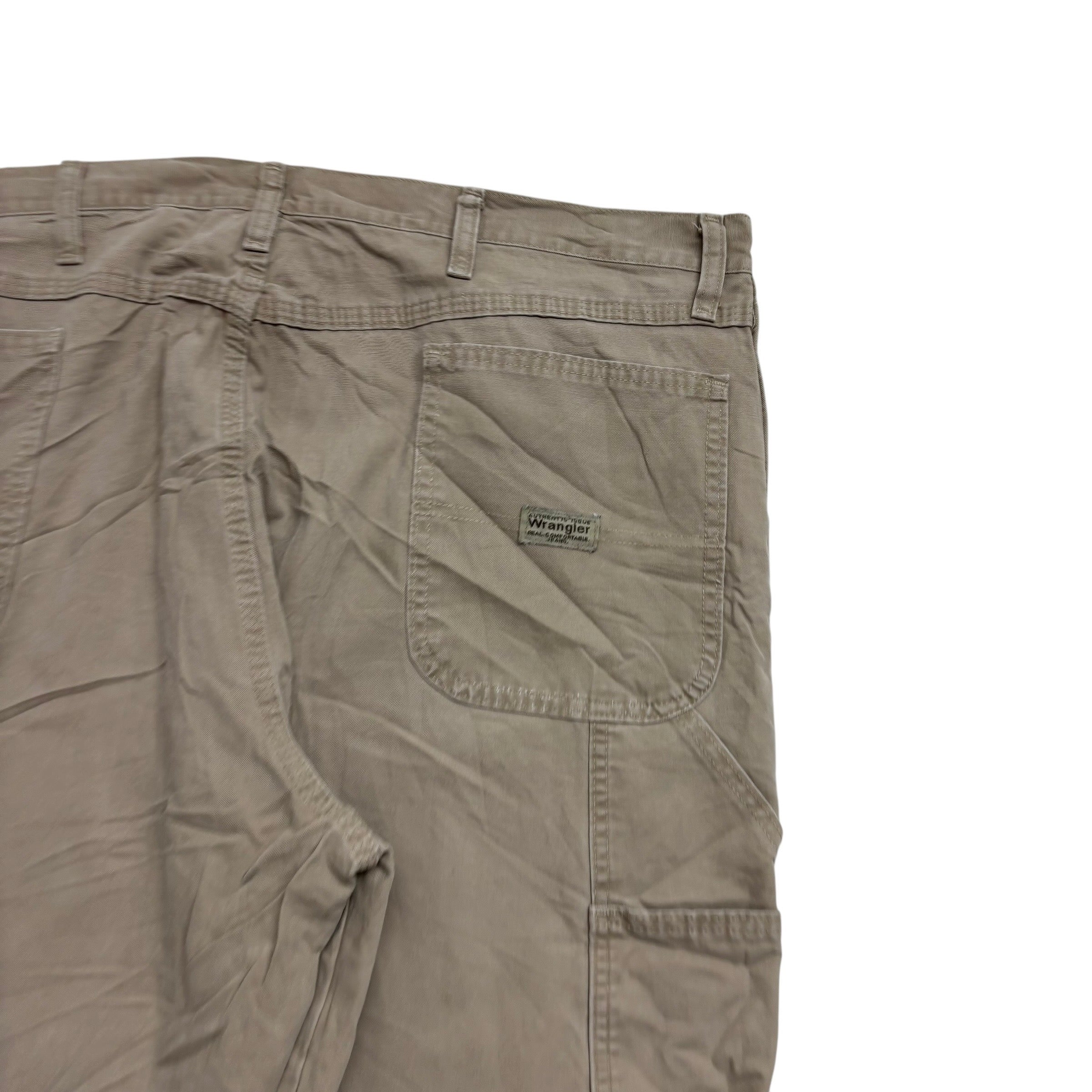 Wrangler Carpenter Pants W42 L32 Mens Beige Relaxed Straight Fit Trousers (E)