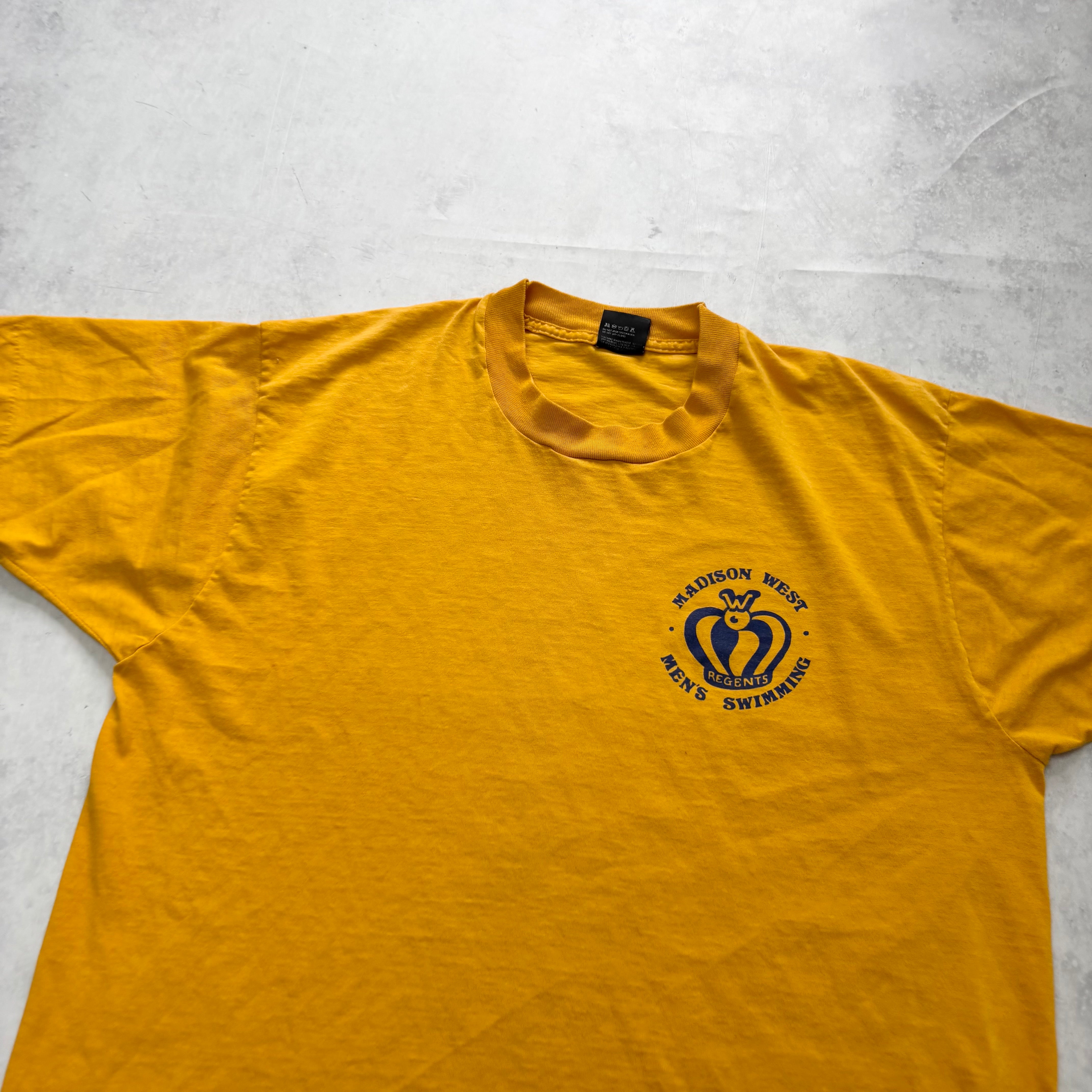 Vintage T Shirt Mens Large Yellow Single Stitch Graphic Print 90s USA