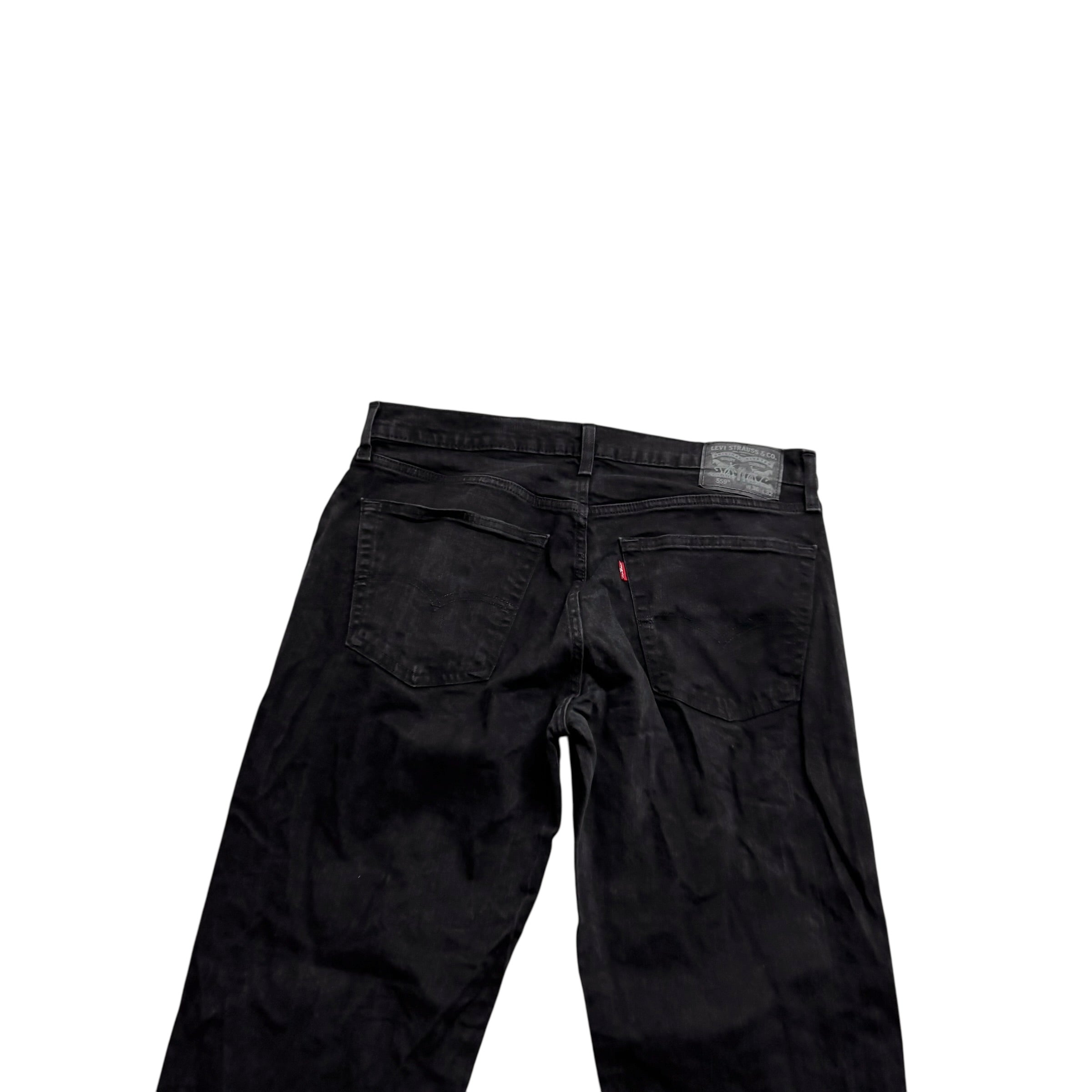 Levis 559 Jeans W36 L31 Mens Black Relaxed Straight Fit Stretch Denim (E)