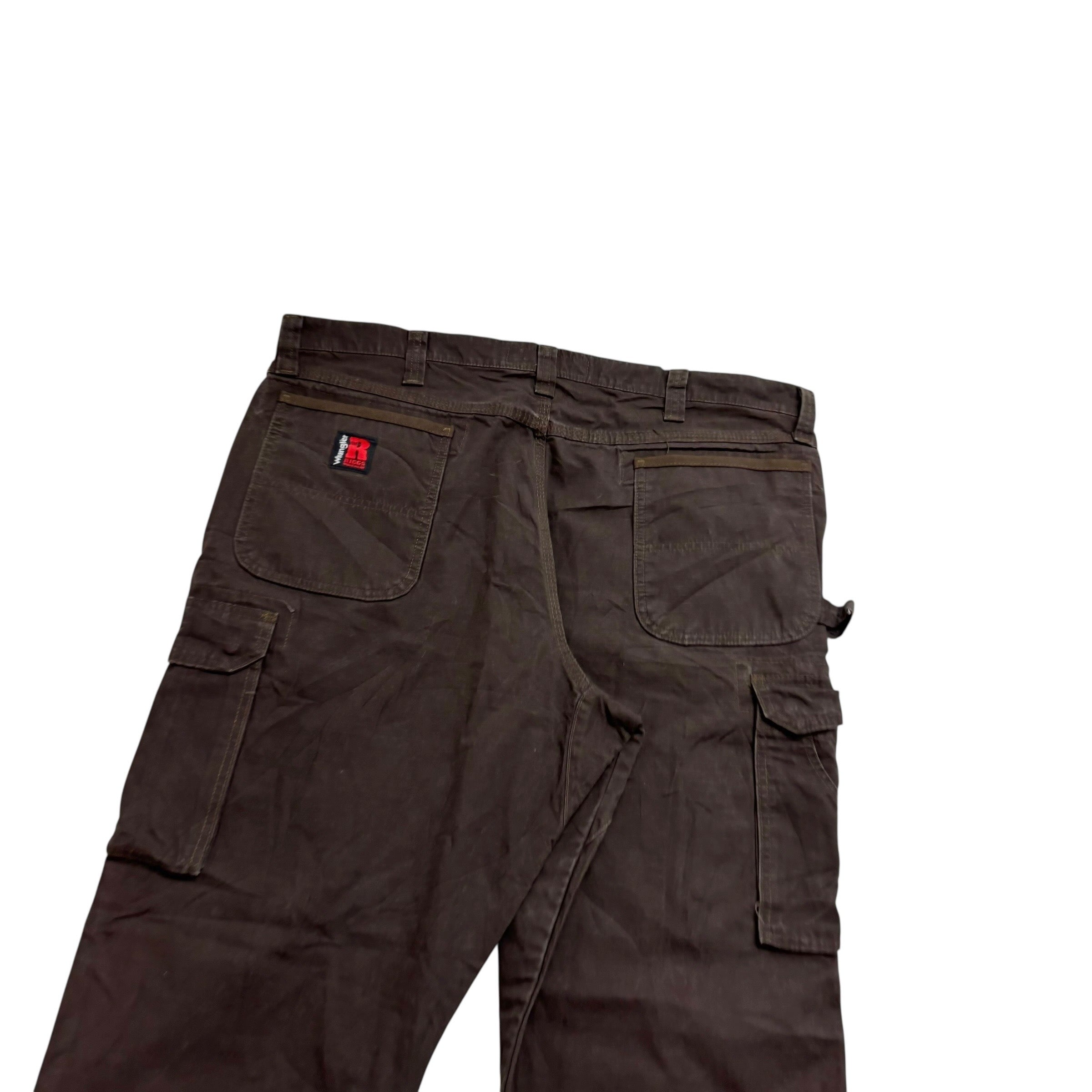 Wrangler Carpenter Pants W40 L32 Mens Brown Relaxed Fit Double Knee (E)