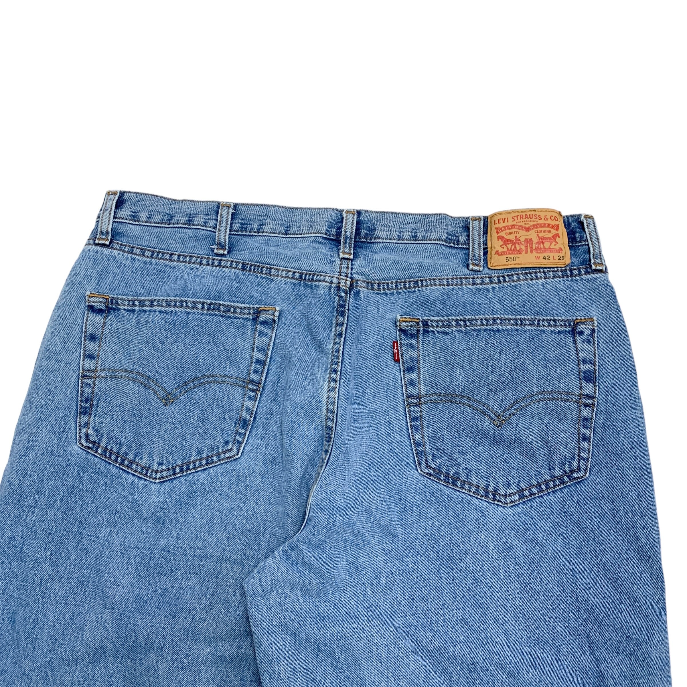 Levis 550 Jeans W42 L29 Mens Light Blue Relaxed Straight Baggy Fit Denim