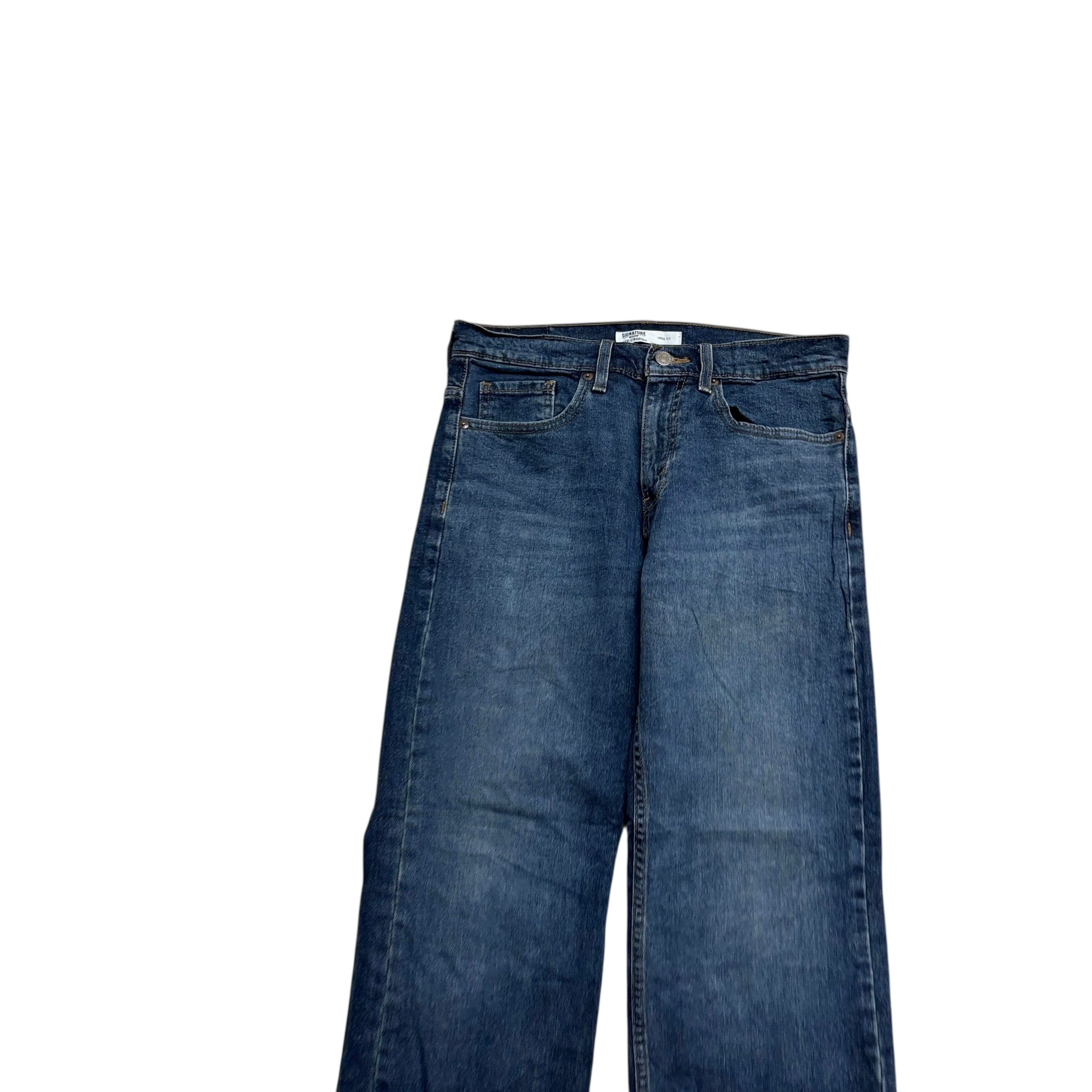 Levis Signature Jeans W28 L29 Mens Dark Blue Baggy Relaxed Fit Stretch (E)