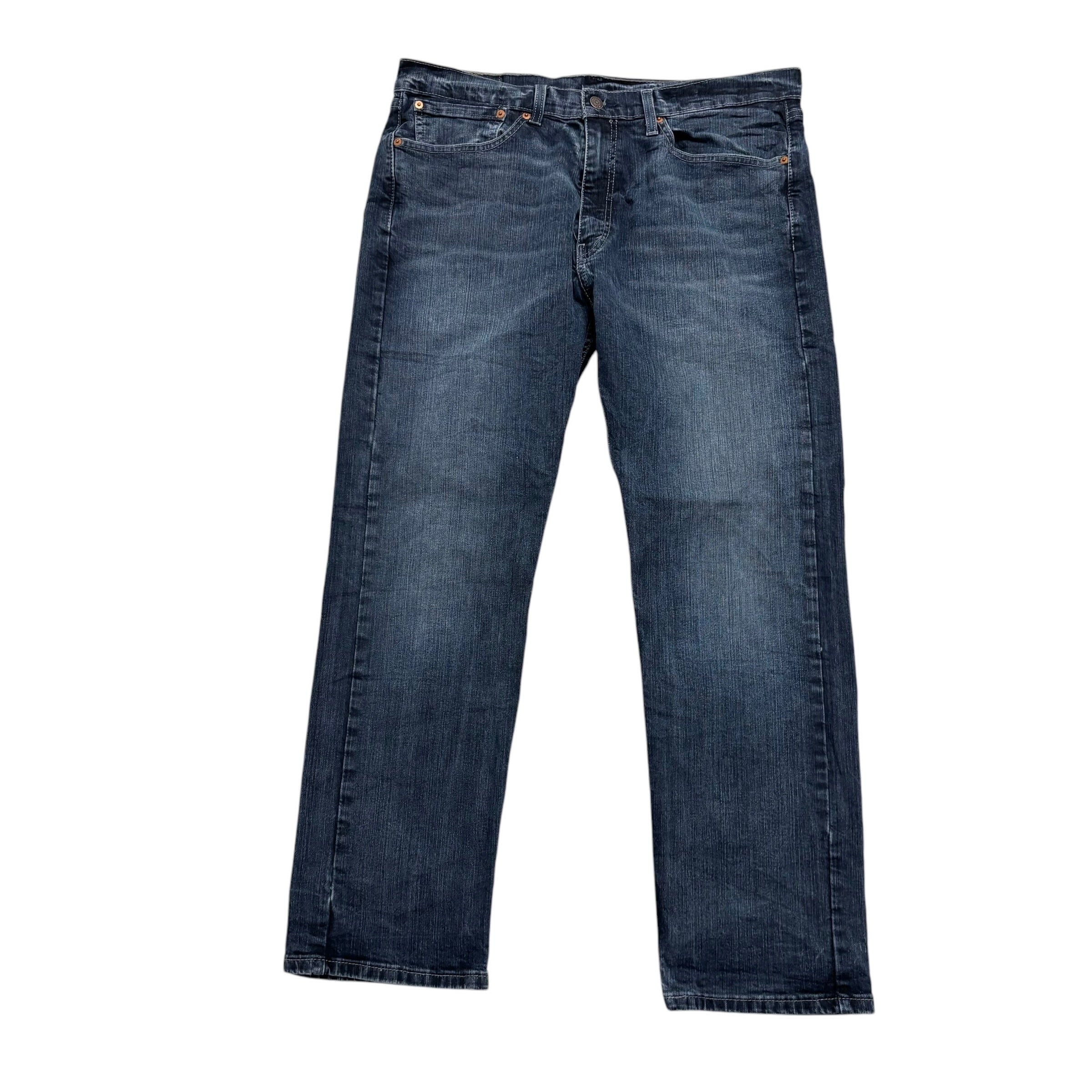 Levis 505 Jeans W36 L30 Mens Dark Blue Regular Straight Fit Stretch Denim (E)