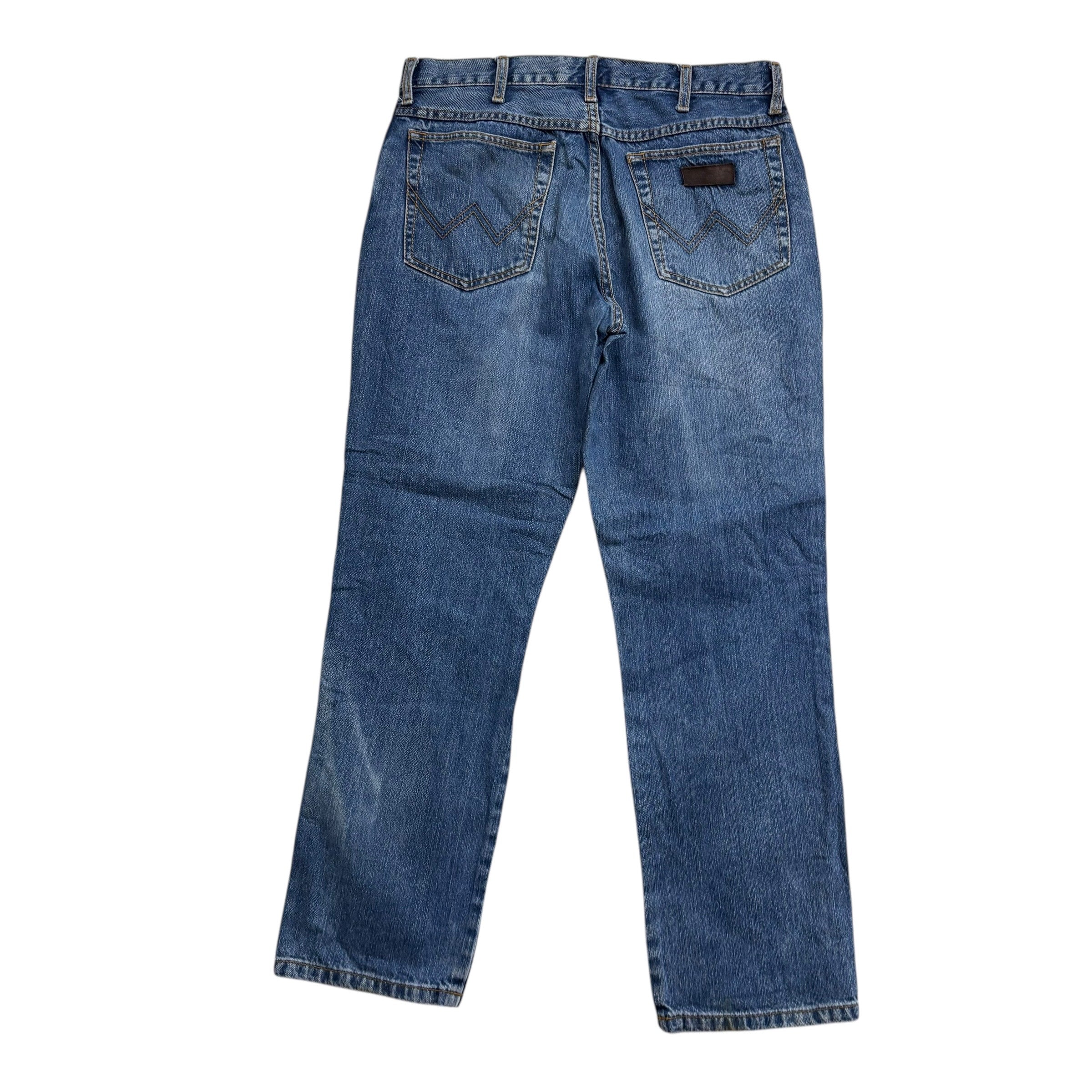 Wrangler Texas Jeans W33 L30 Mens Mid Blue Regular Straight Fit Denim (F)