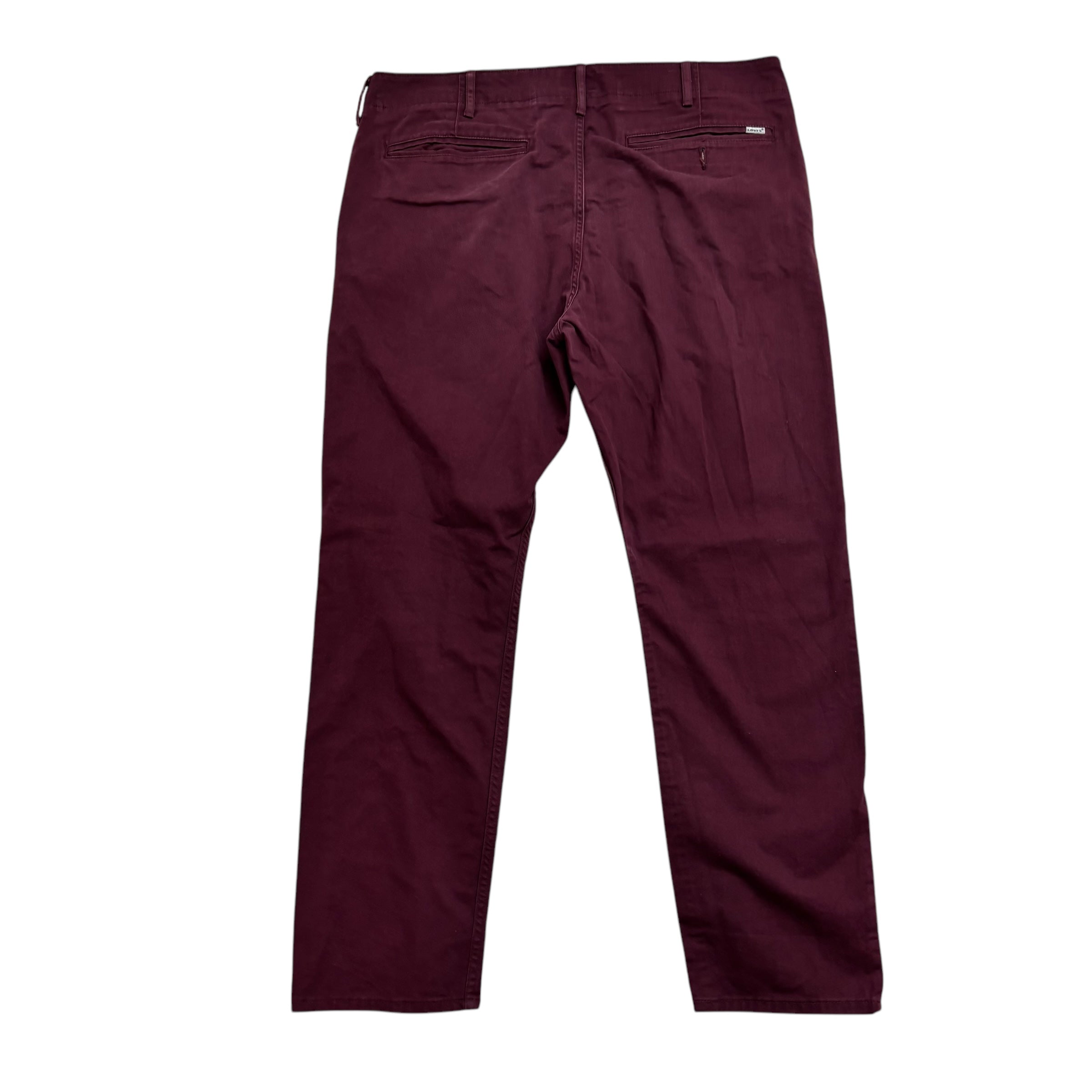 Levis Trousers W36 L30 Mens Burgundy Regular Taper Fit Stretch Cotton Pants (E)