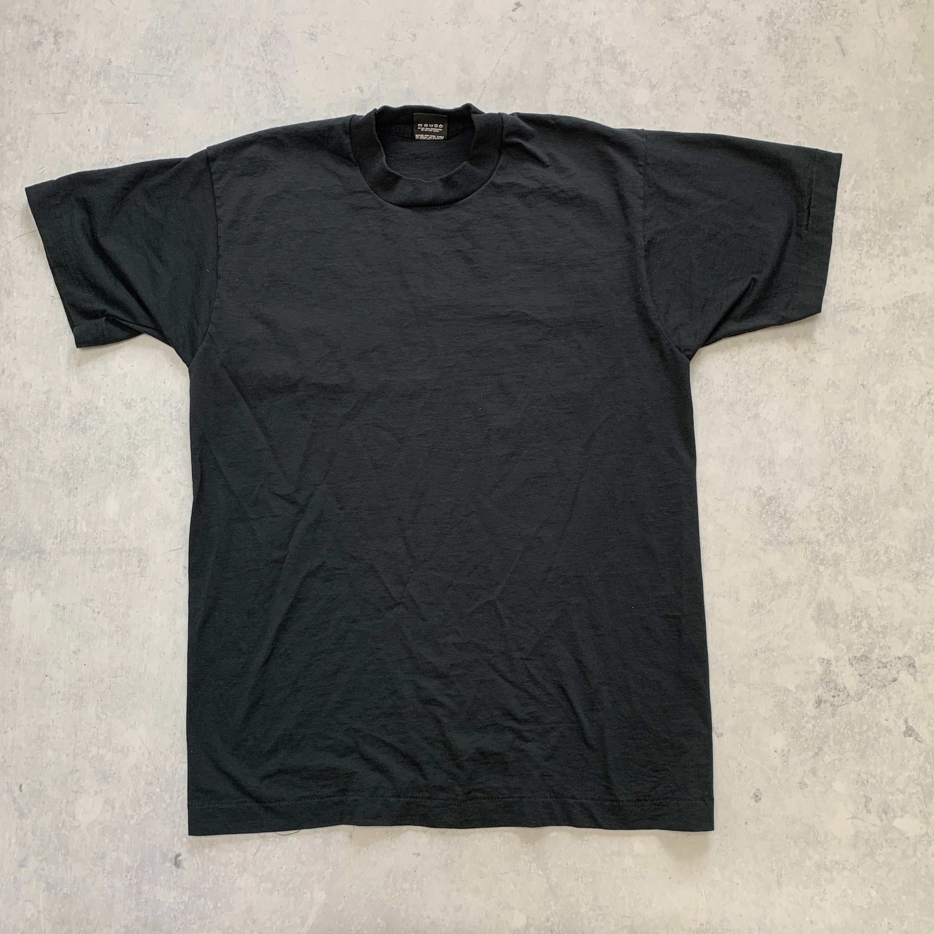 Vintage T Shirt Mens Medium Black Single Stitch 90s Plain Blank